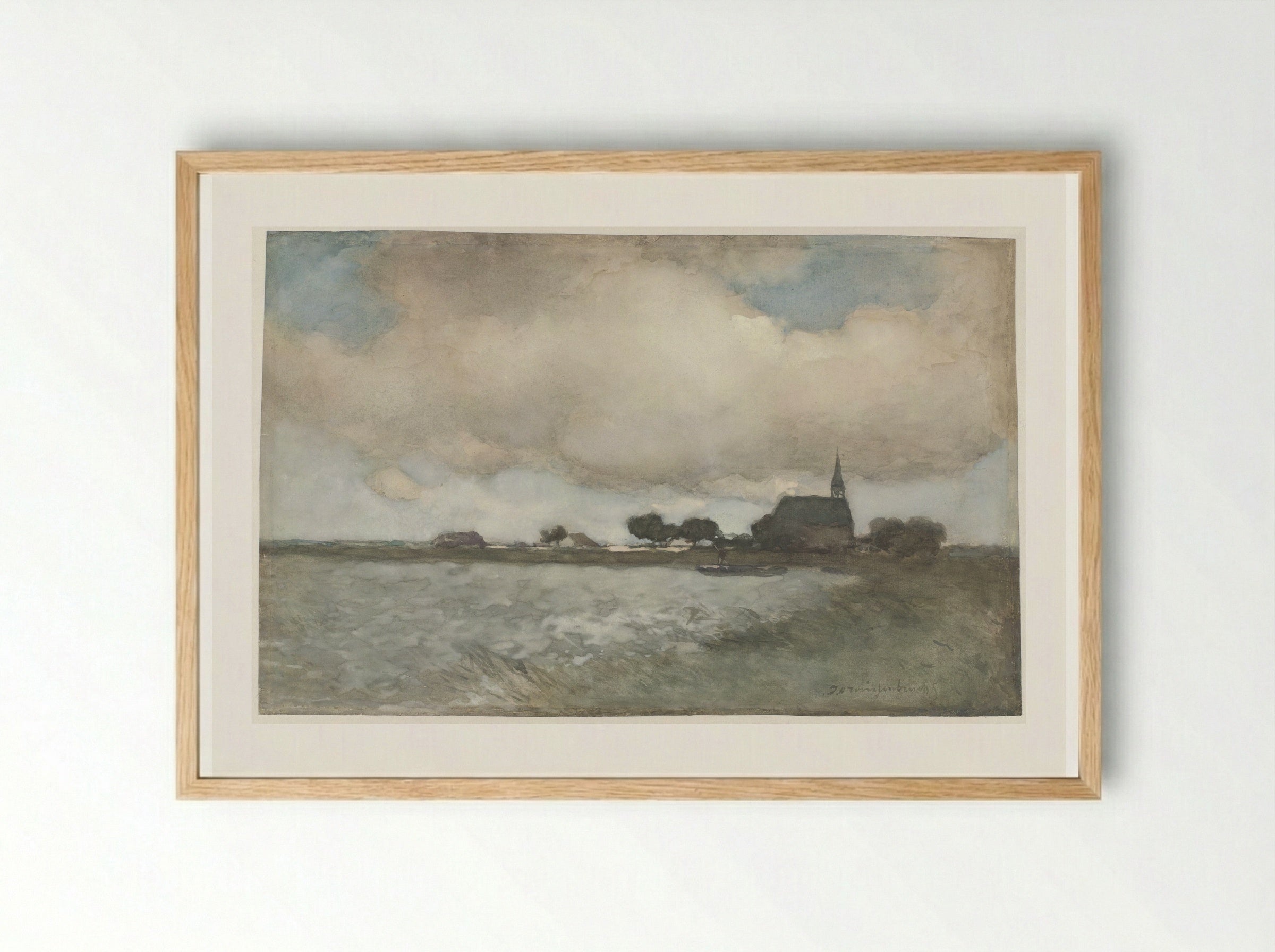 View of the Church at Noordse Dorp near Noorden - Johan Hendrik Weissenbruch - Framed Print Wood