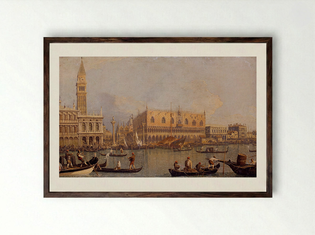 View of the Ducal Palace - Canaletto - Framed Print Dark Wood