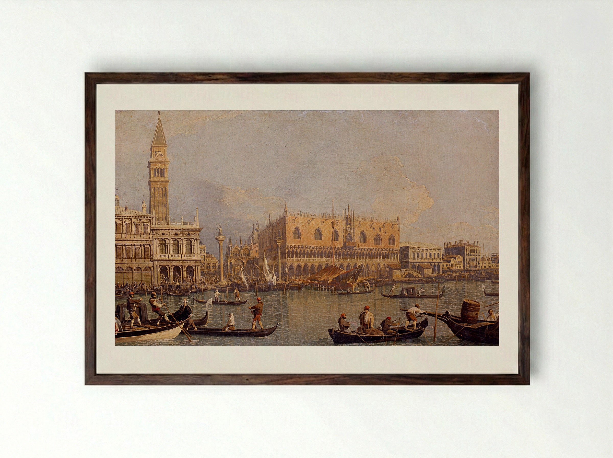 View of the Ducal Palace - Canaletto - Framed Print Dark Wood