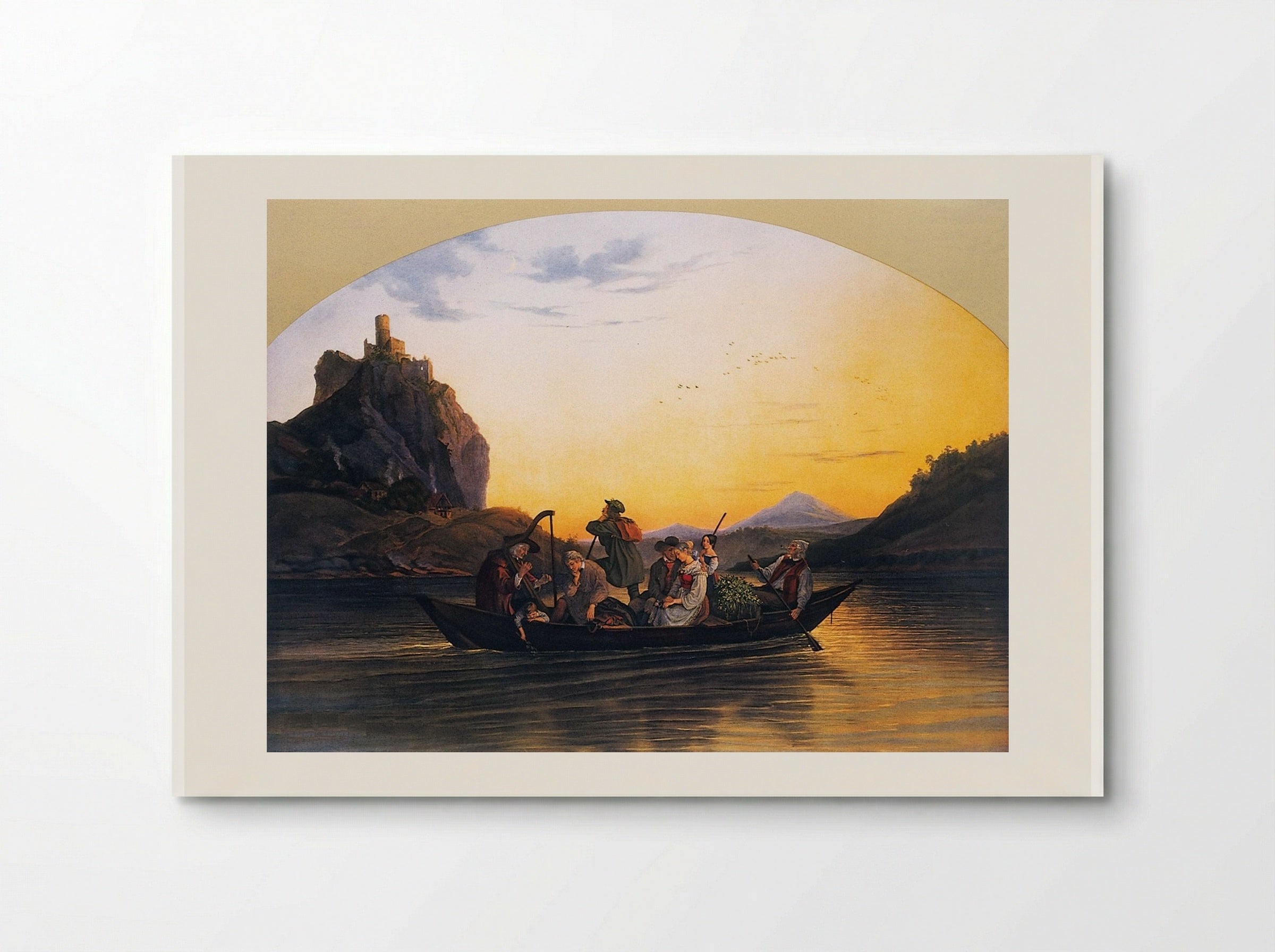 View of the Elbe with the Town of Aussig in the Foreground and the Schreckenstein at the Turn of the River - Adrian Ludwig Richter - Poster