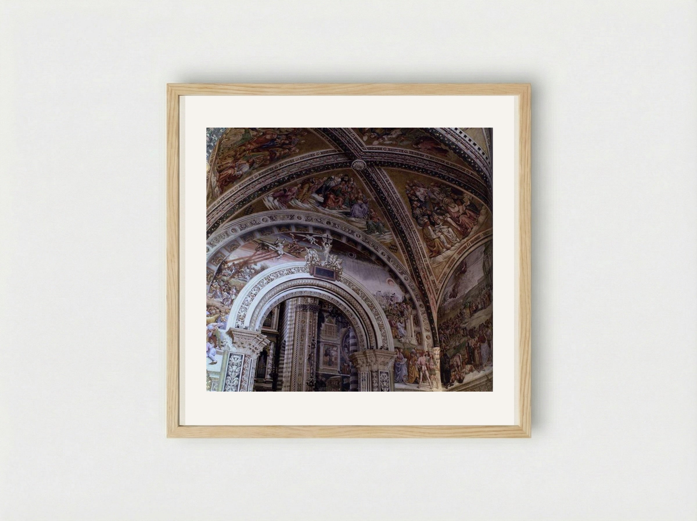 View of the Frescoes in the Chapel of San Brizio - Luca Signorelli - Framed Print Wood