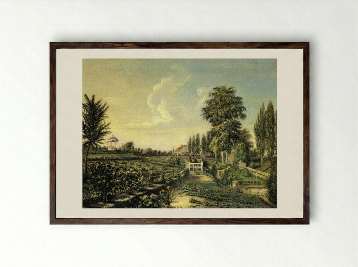 View of the Garden at Belfield - Charles Willson Peale - Framed Print Dark Wood