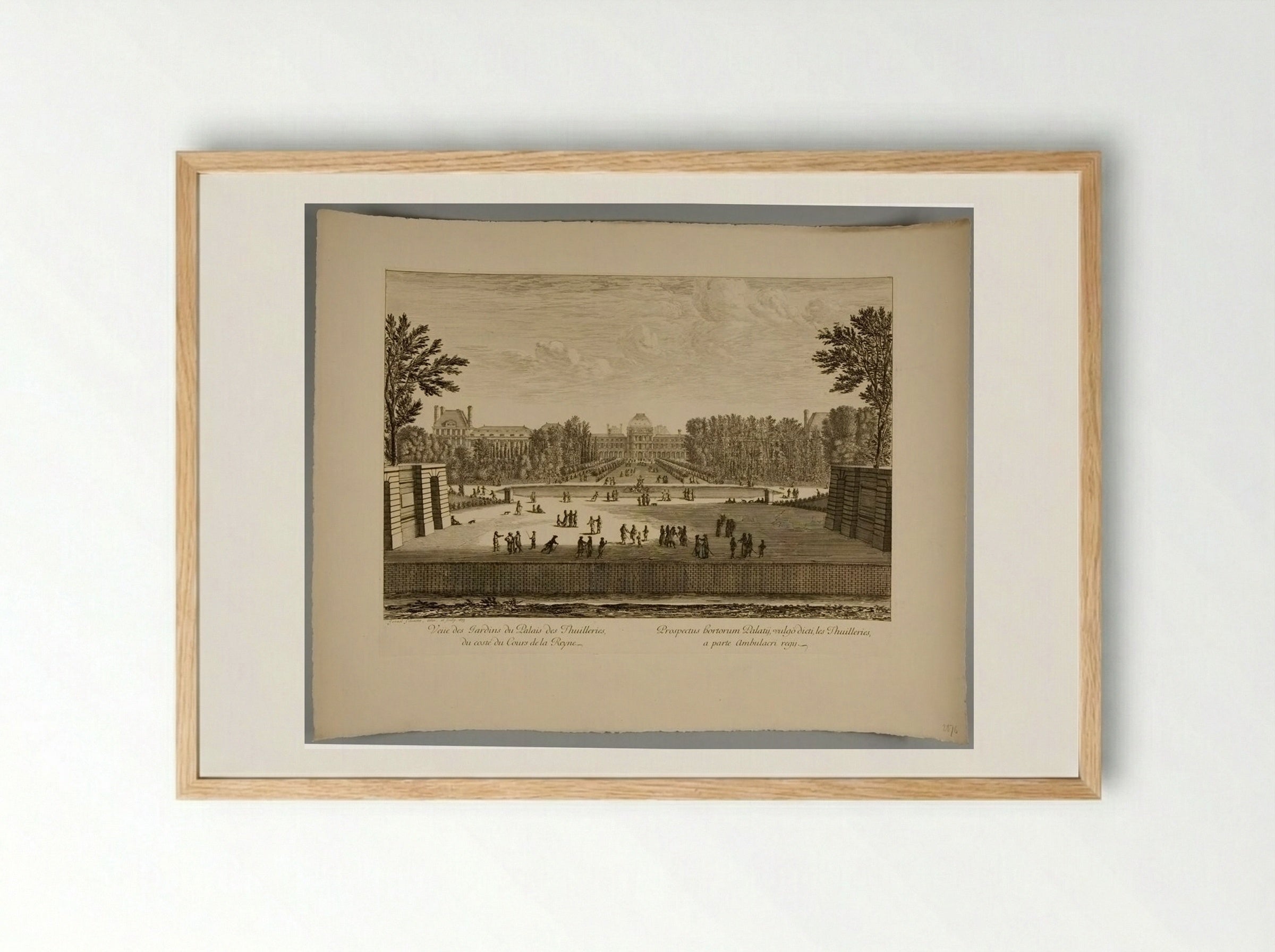 View of the Gardens of the Palace of the Tuileries from the Side of the Queen's Court - Israël Silvestre - Framed Print Wood