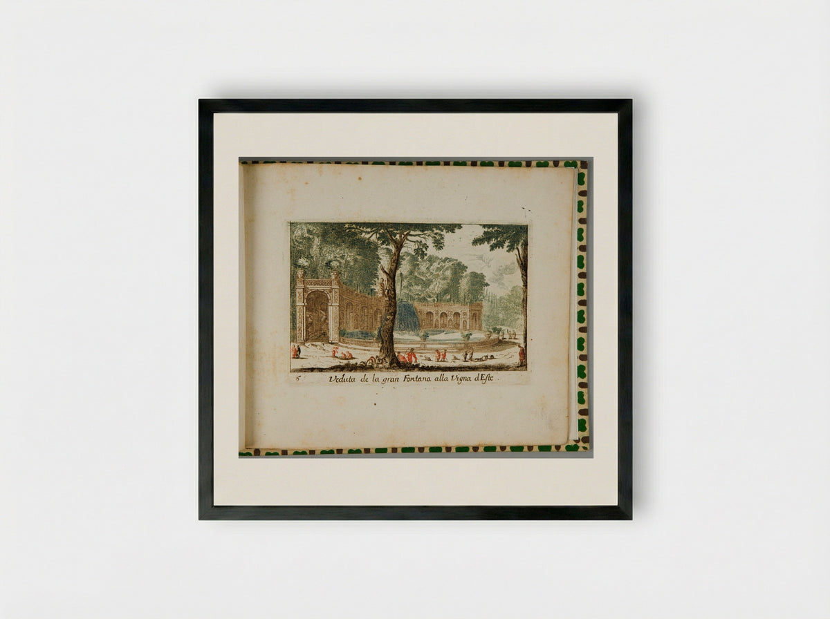 View of the Great Fountain at the Villa d'Este - Abraham Bloteling - Framed Print Black