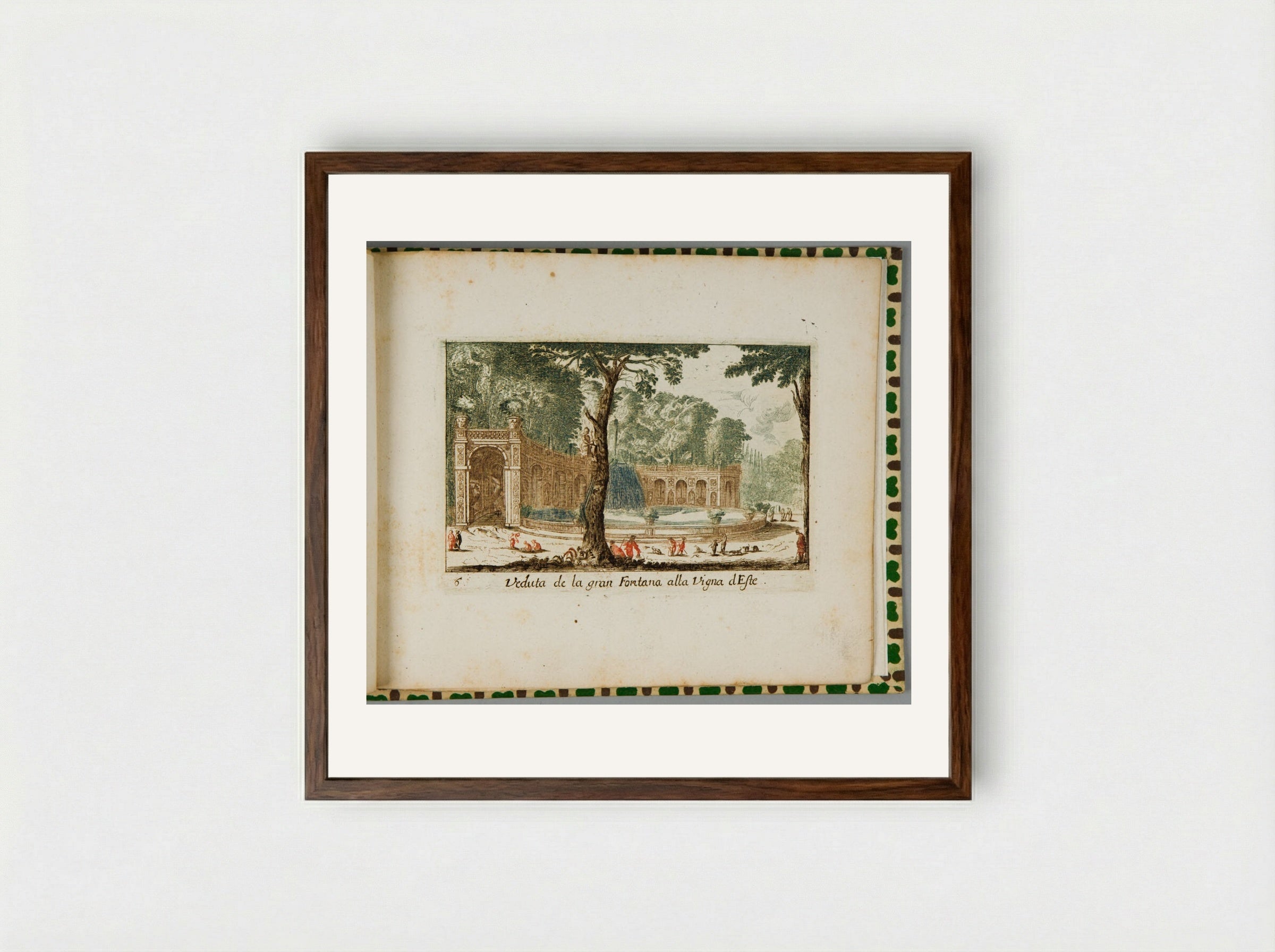 View of the Great Fountain at the Villa d'Este - Abraham Bloteling - Framed Print Dark Wood