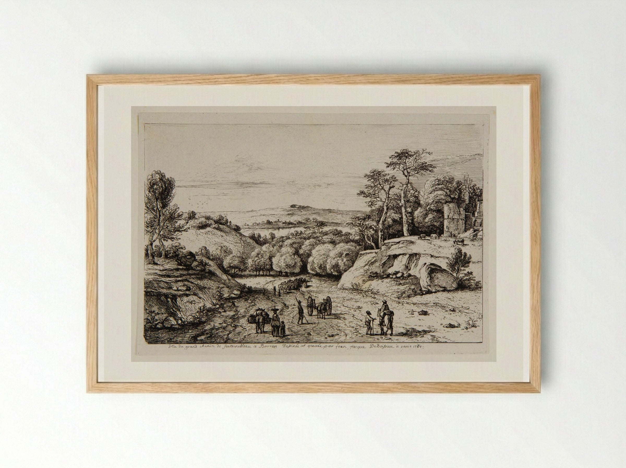 View of the Great Road of Fontainebleau at Bouron - Jean-Jacques de Boissieu - Framed Print Wood