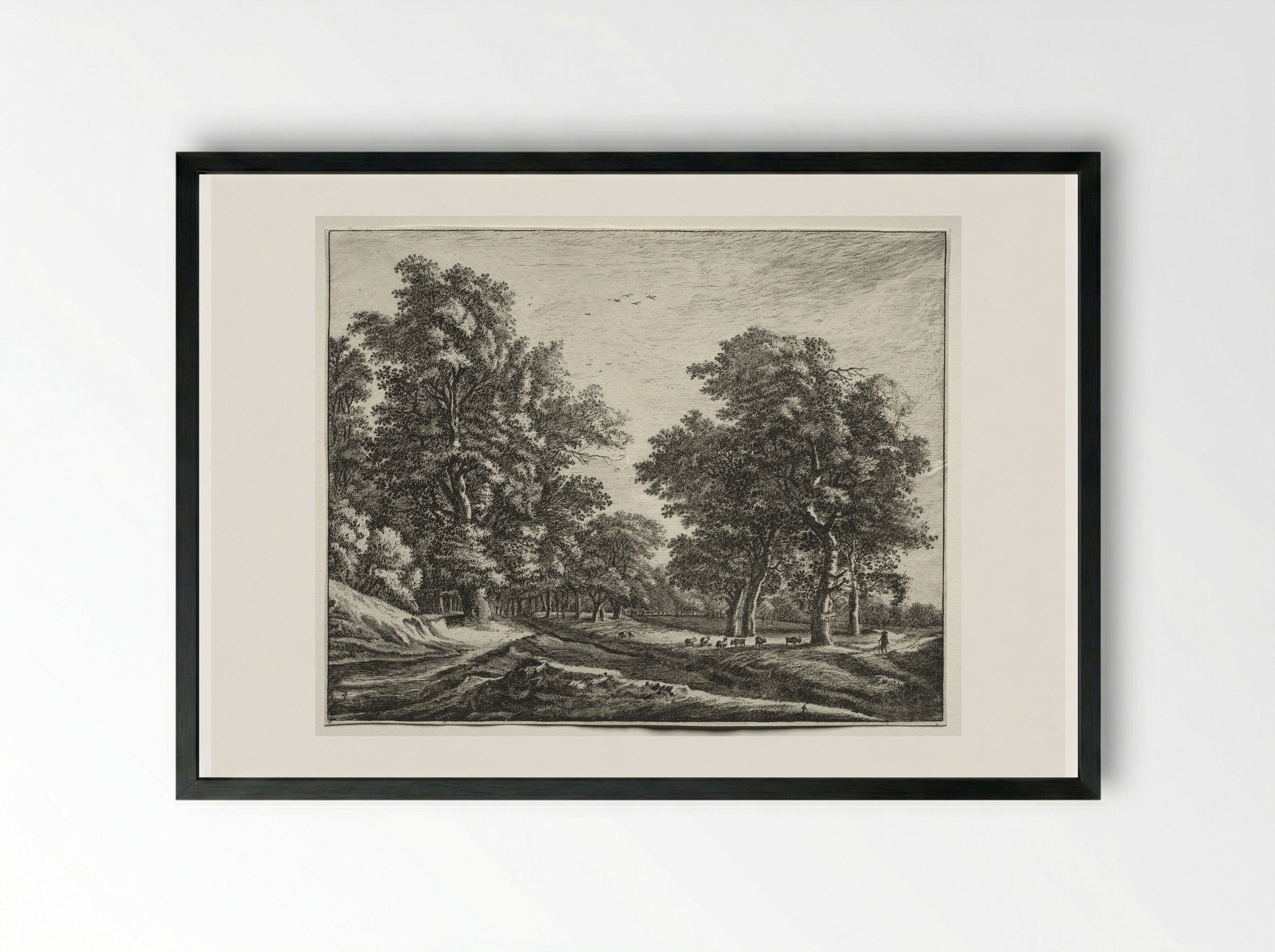 View of the Hague Woods - Roelant Roghman - Framed Print Black