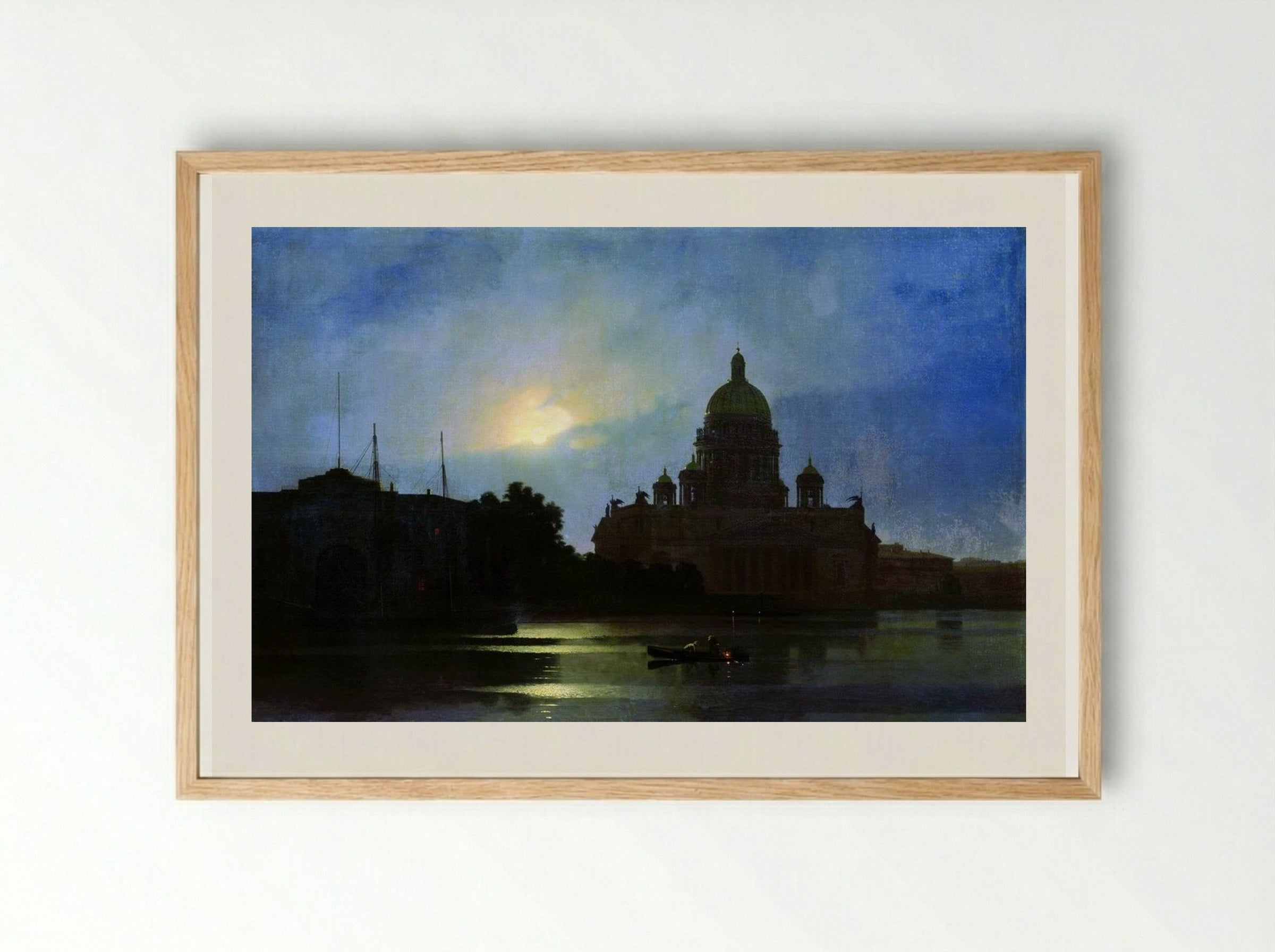 View of the Isaac Cathedral at Moonlight Night - Arkhip Kuindzhi - Framed Print Wood