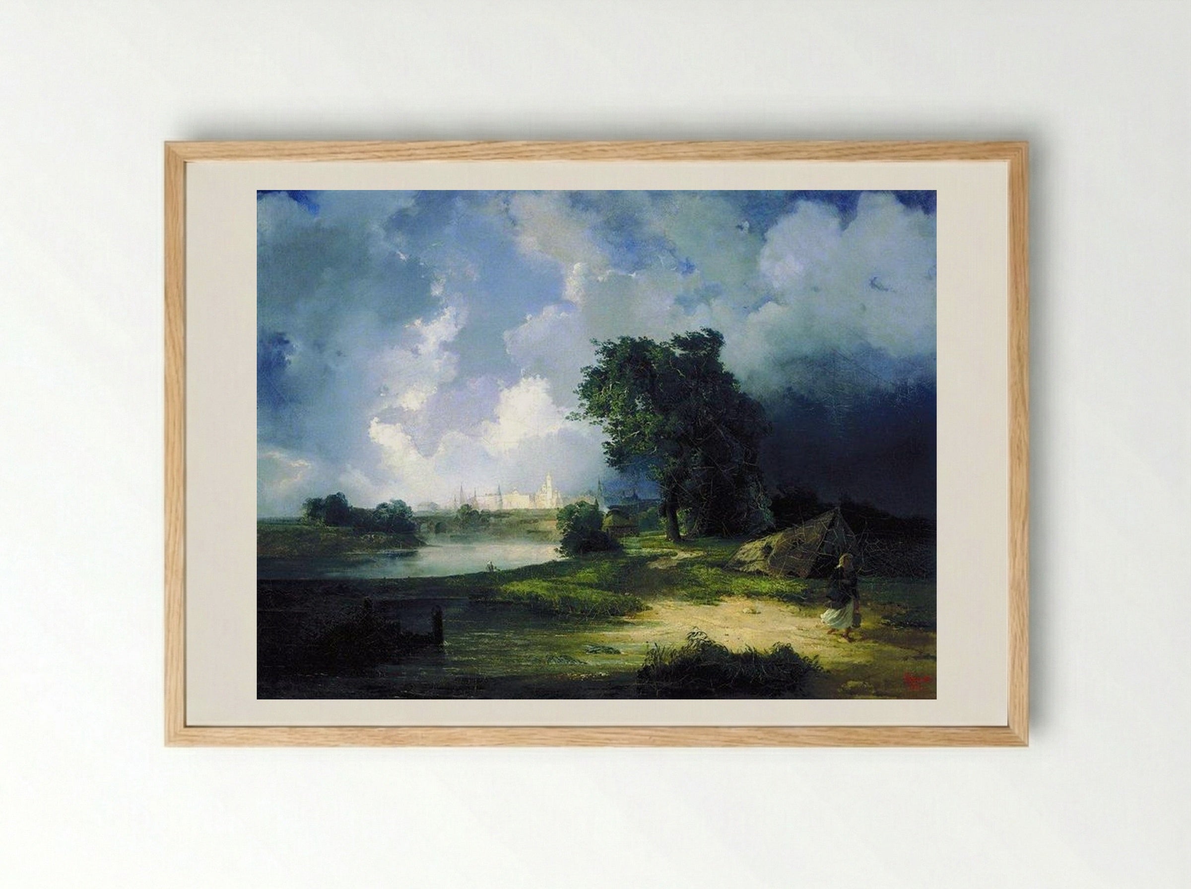 View of the Kremlin from the Krimsky Bridge in Inclement Weather - Aleksey Savrasov - Framed Print Wood