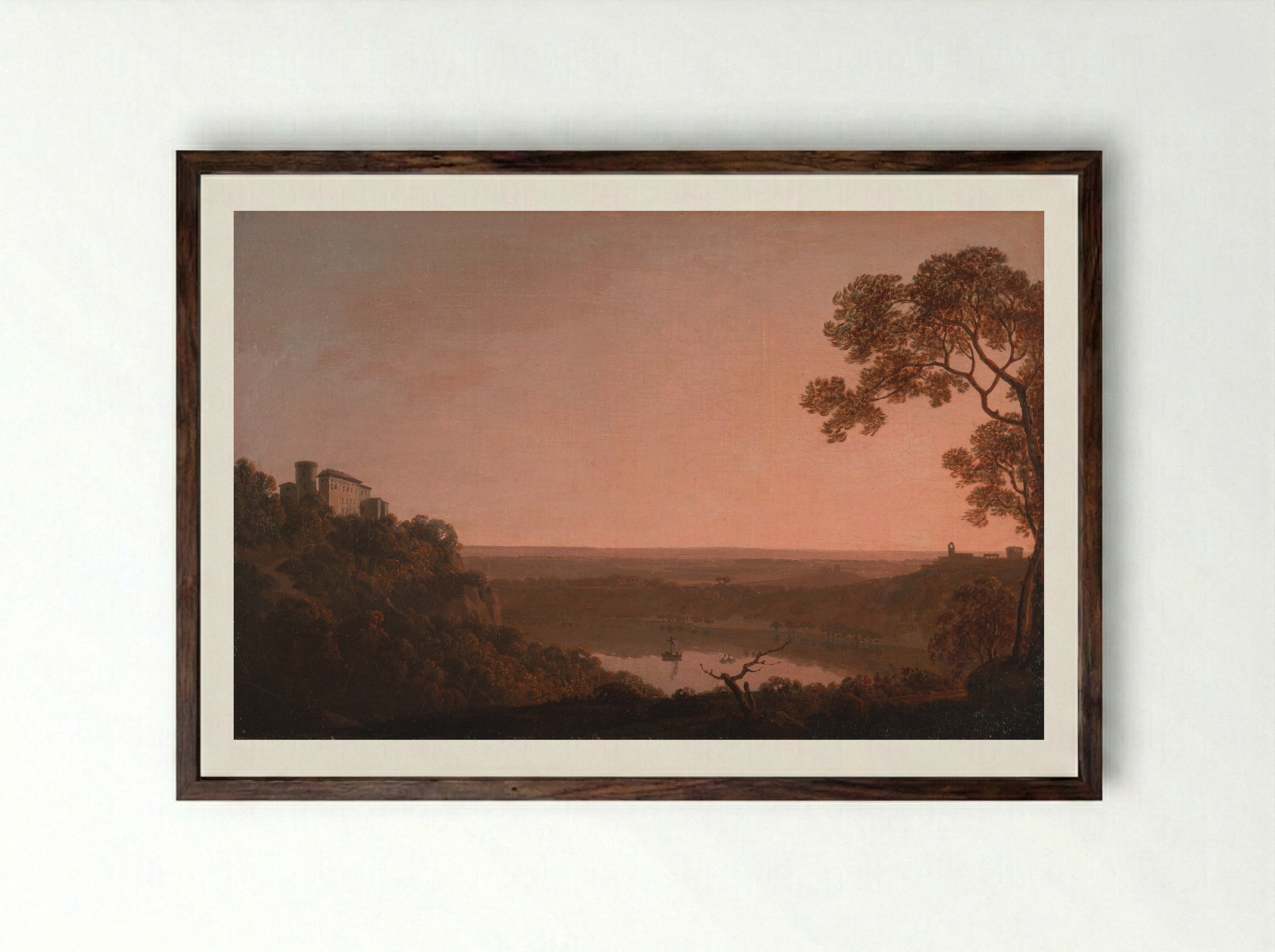 View of the Lake of Nemi - Joseph Wright of Derby - Framed Print Dark Wood