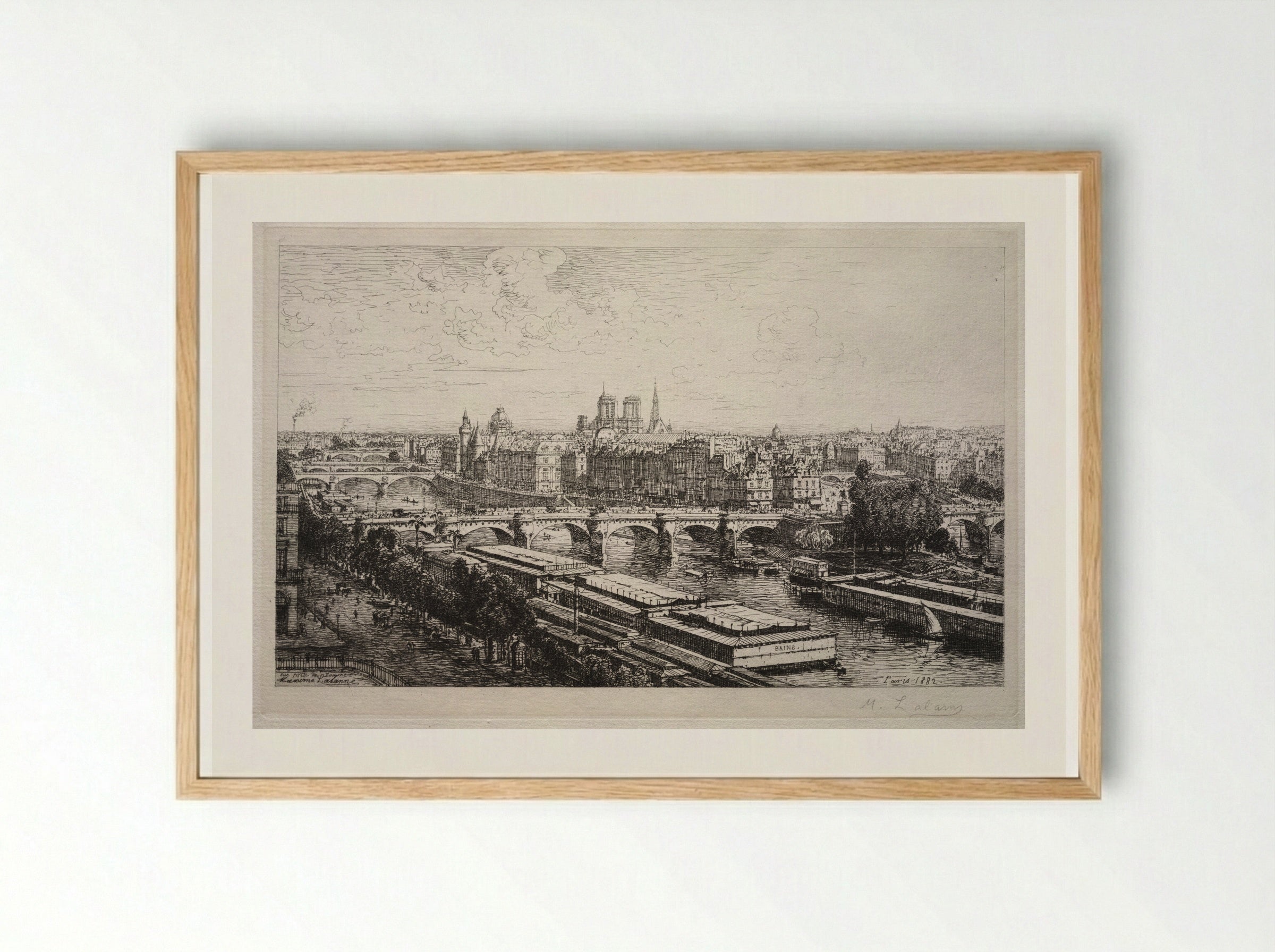 View of the Louvre - Maxime Lalanne - Framed Print Wood