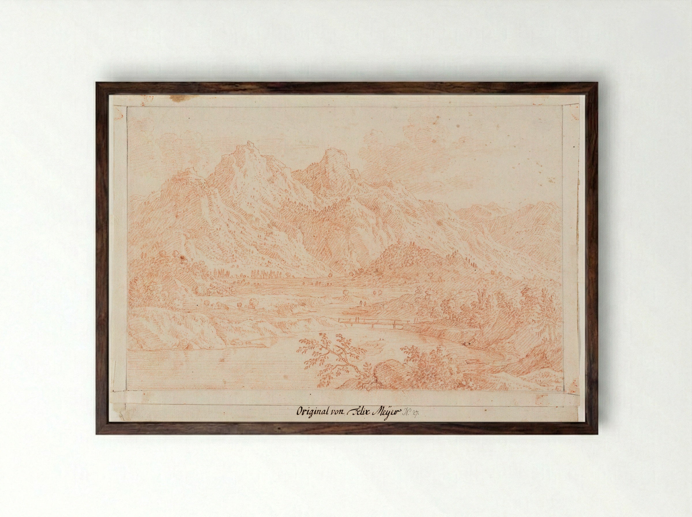View of the Mythen from Muota Valley - Felix Meyer - Framed Print Dark Wood