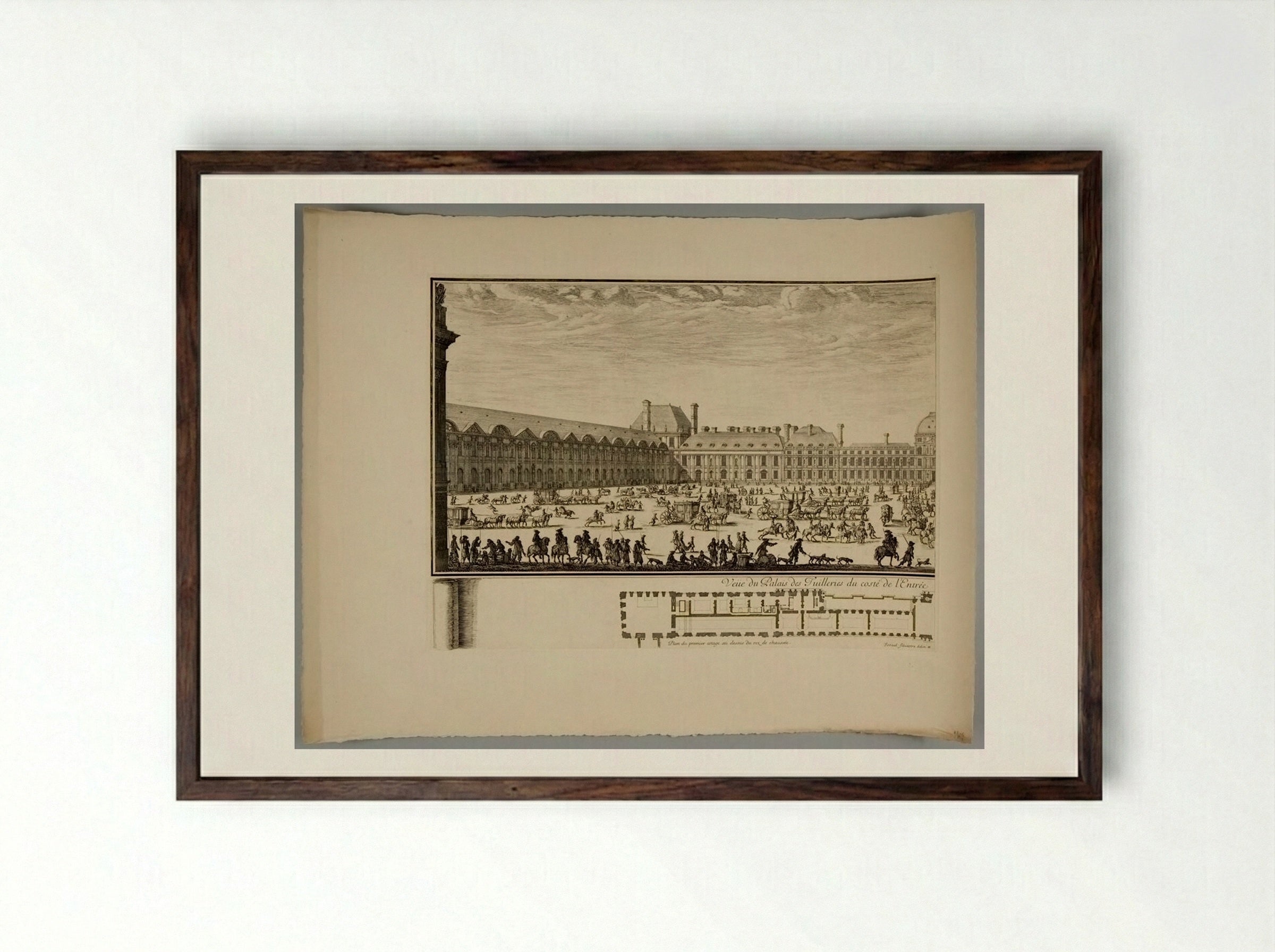 View of the Palace of the Tuileries from the Entrance Side - Israël Silvestre - Framed Print Dark Wood