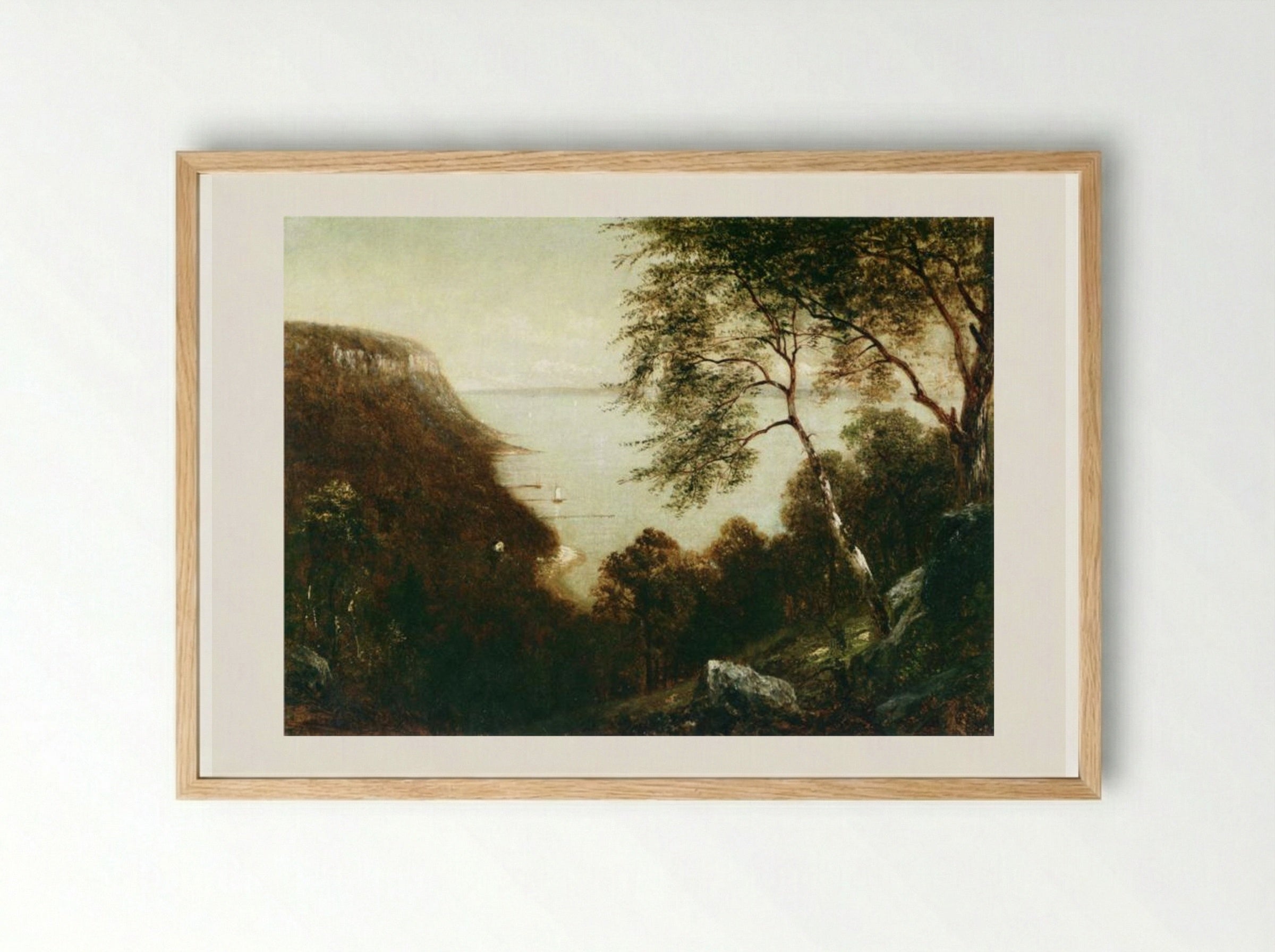 View of the Palisades, Hudson River - David Johnson - Framed Print Wood