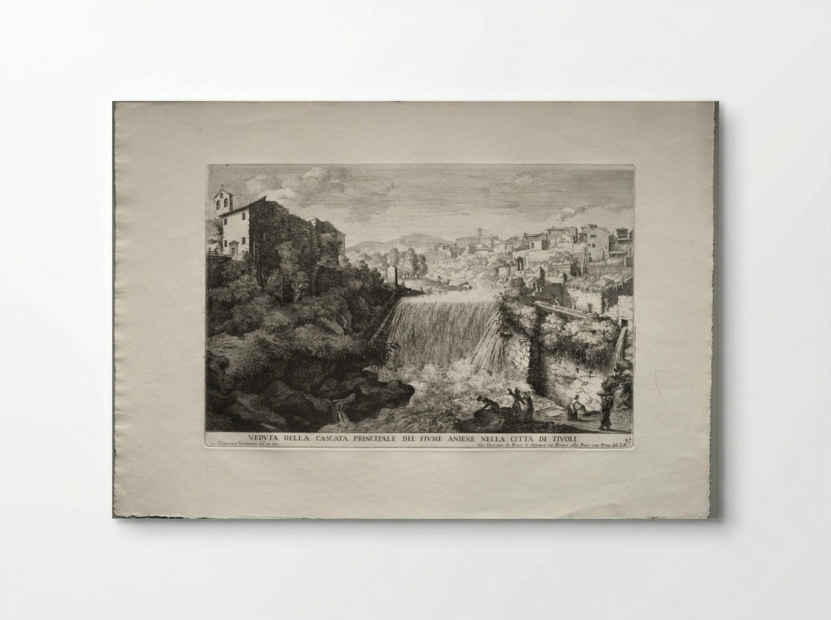 View of the Principal Cascade of the River Aniene in the City of Tivoli - Giovanni Francesco Venturini - Poster