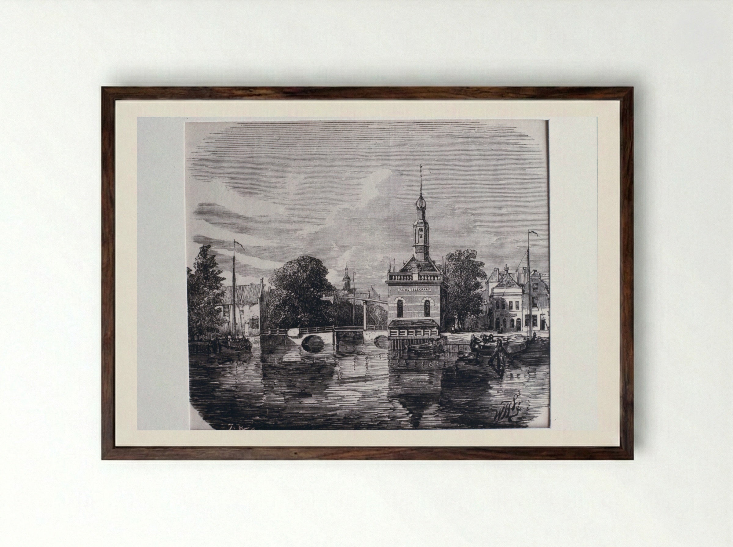 View of the Rijks Telegraaf Building - Isaac Weissenbruch - Framed Print Dark Wood