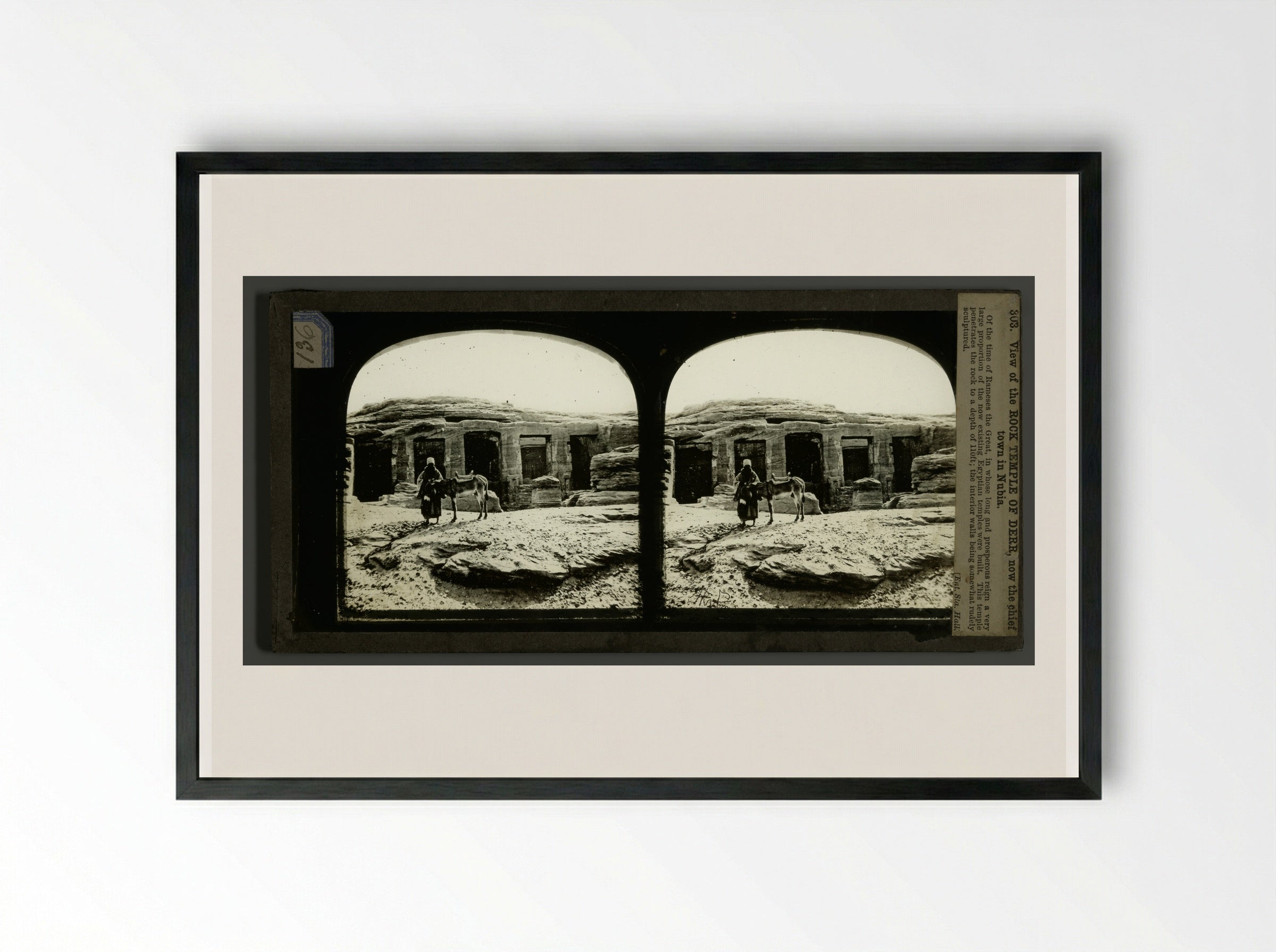 View of the Rock Temple of Derr, Nubia - Francis Frith - Framed Print Black