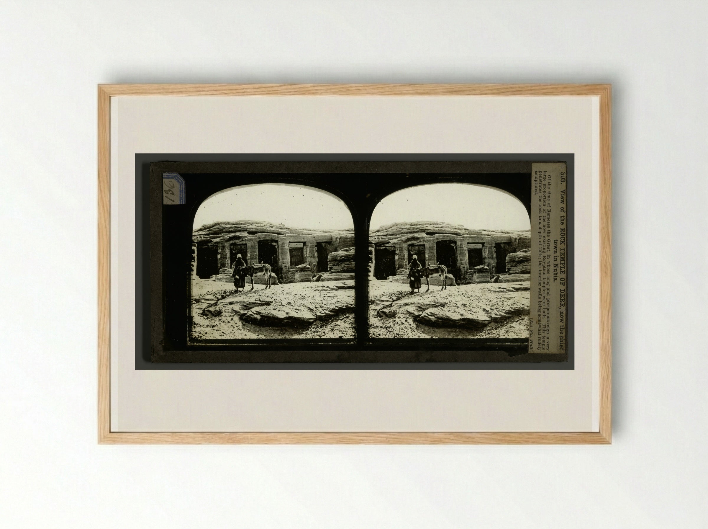View of the Rock Temple of Derr, Nubia - Francis Frith - Framed Print Wood