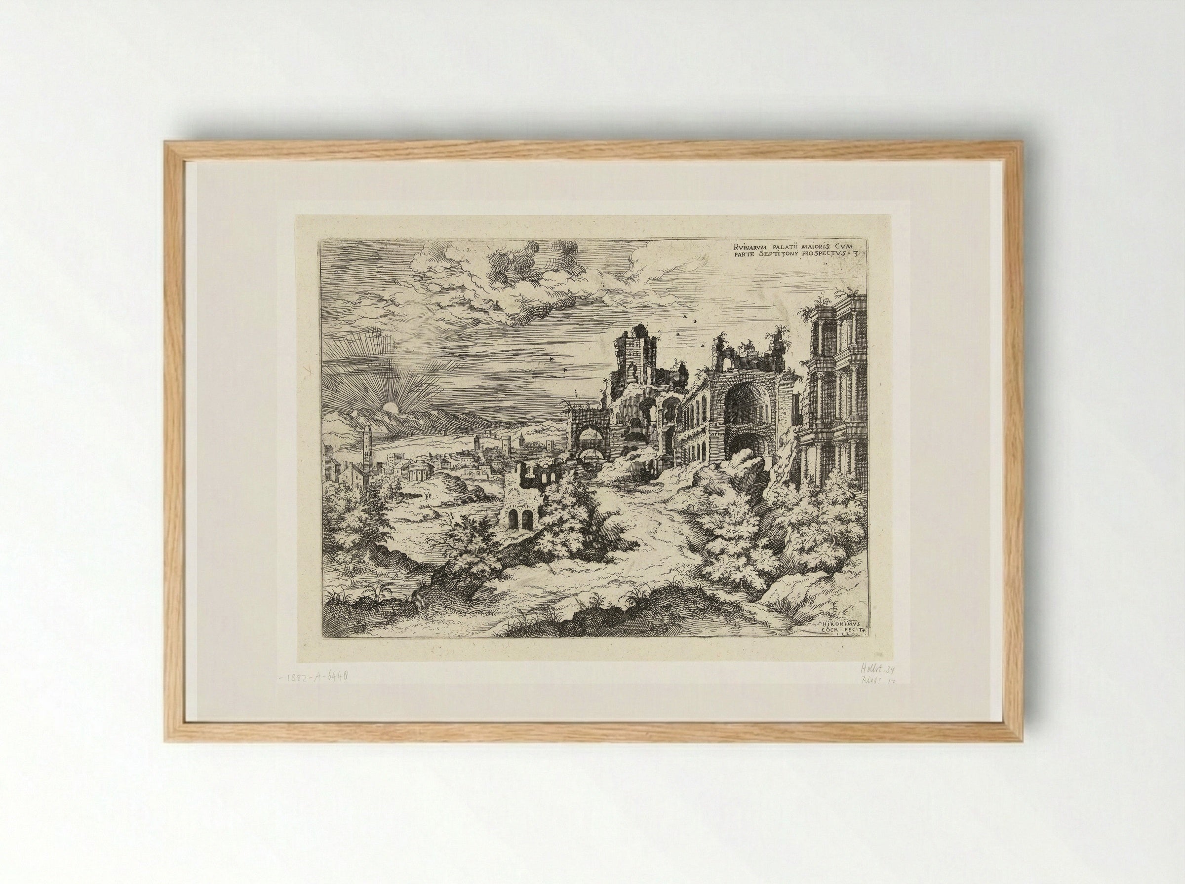 View of the Ruins of the Palatine Hill - Hieronymus Cock - Framed Print Wood