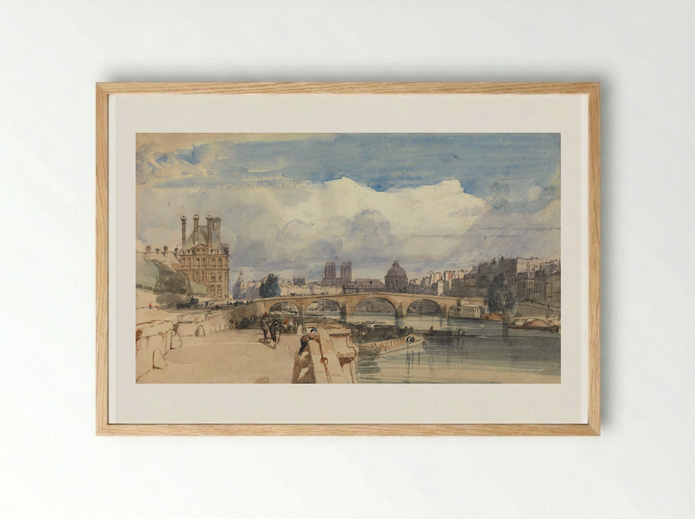 View of the Seine from the Pont des Arts - Thomas Shotter Boys - Framed Print Wood