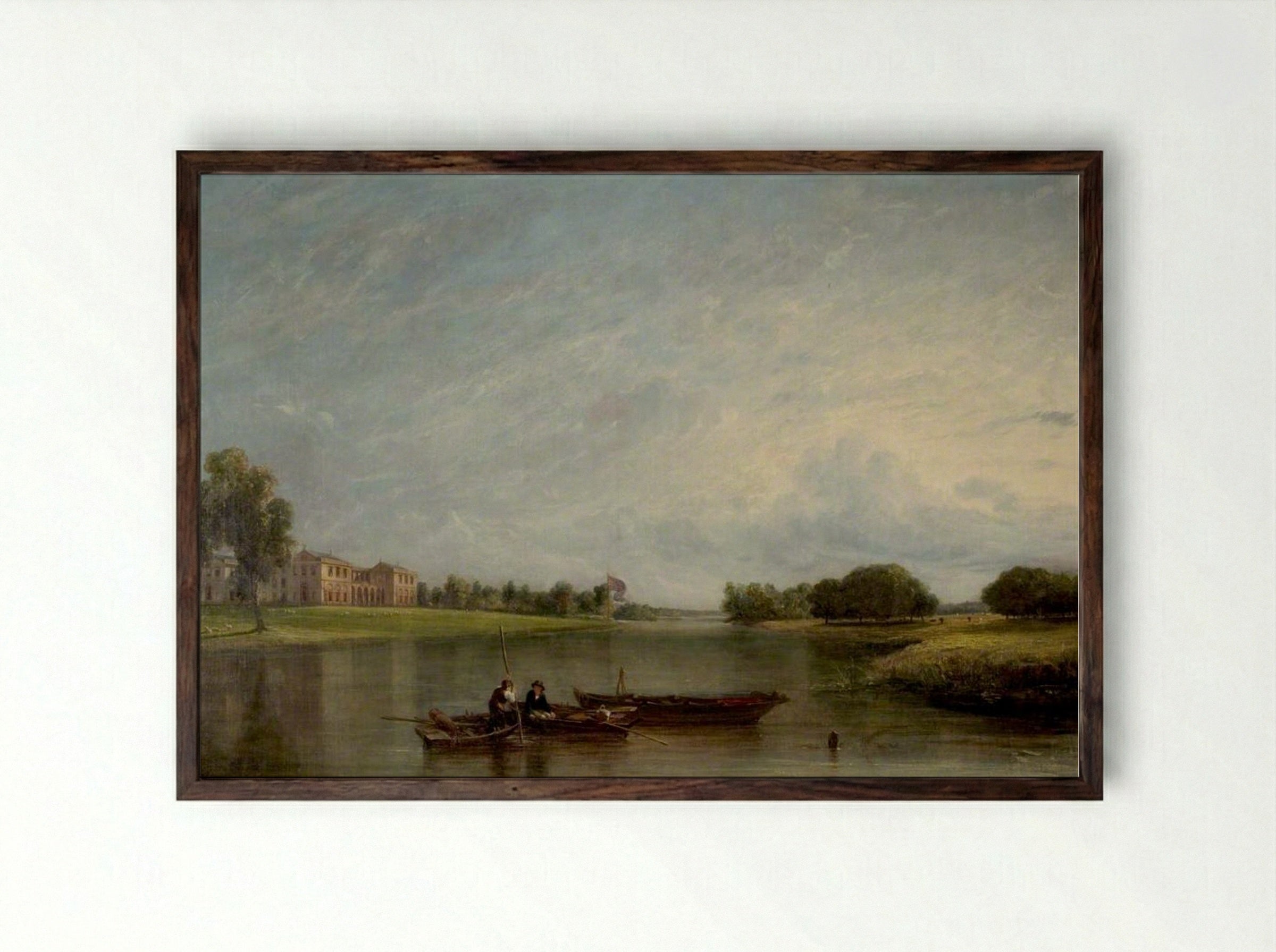 View of the South and West Fronts of Clumber House, Nottinghamshire - William Collins - Framed Print Dark Wood