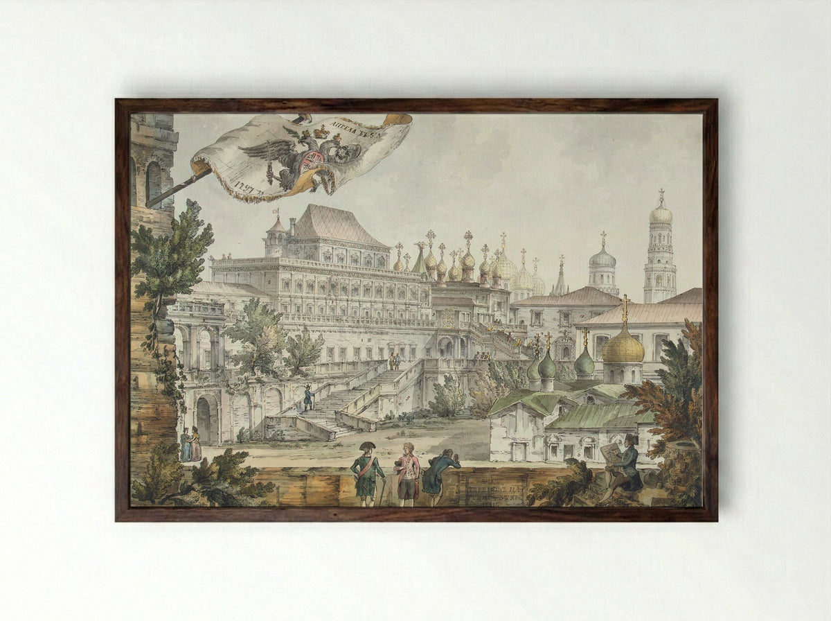 View of the Terem Palace - Giacomo Quarenghi - Framed Print Dark Wood