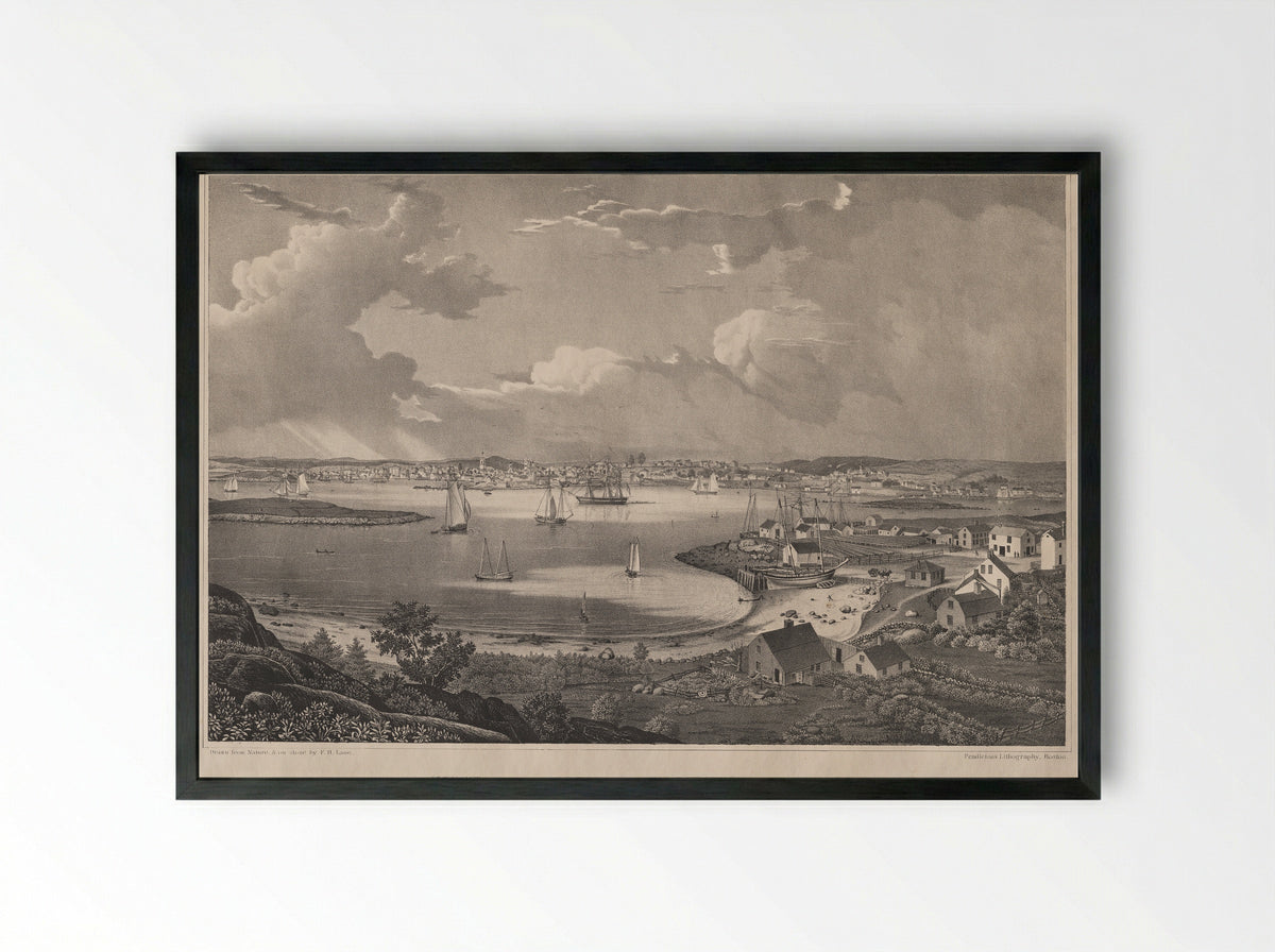 View of the Town of Gloucester, Mass. - Fitz Henry Lane - Framed Print Black
