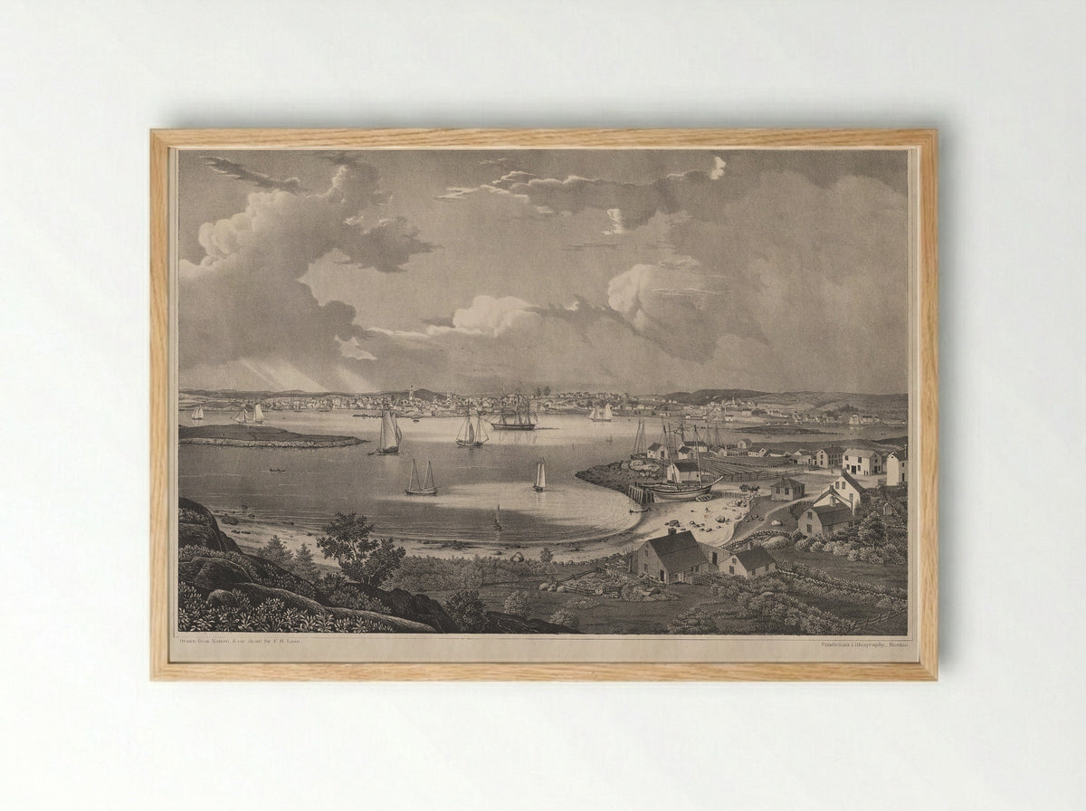 View of the Town of Gloucester, Mass. - Fitz Henry Lane - Framed Print Wood