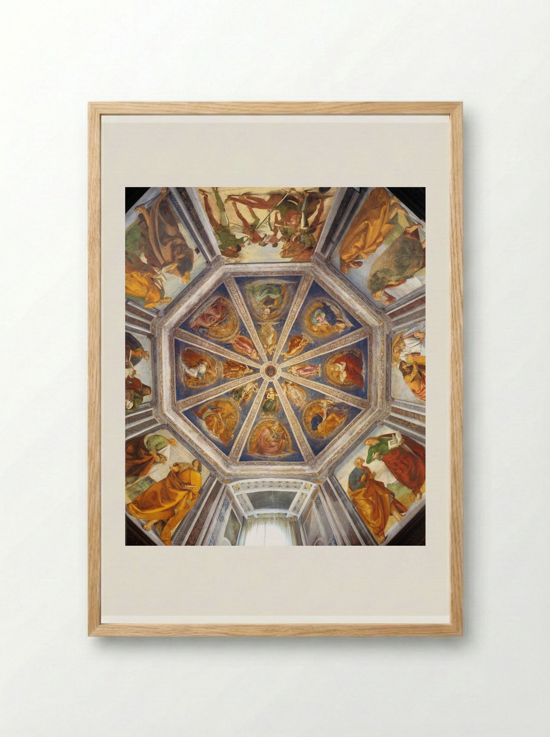 View of the Vaulting of the Sacristy of St. John - Luca Signorelli - Framed Print Wood