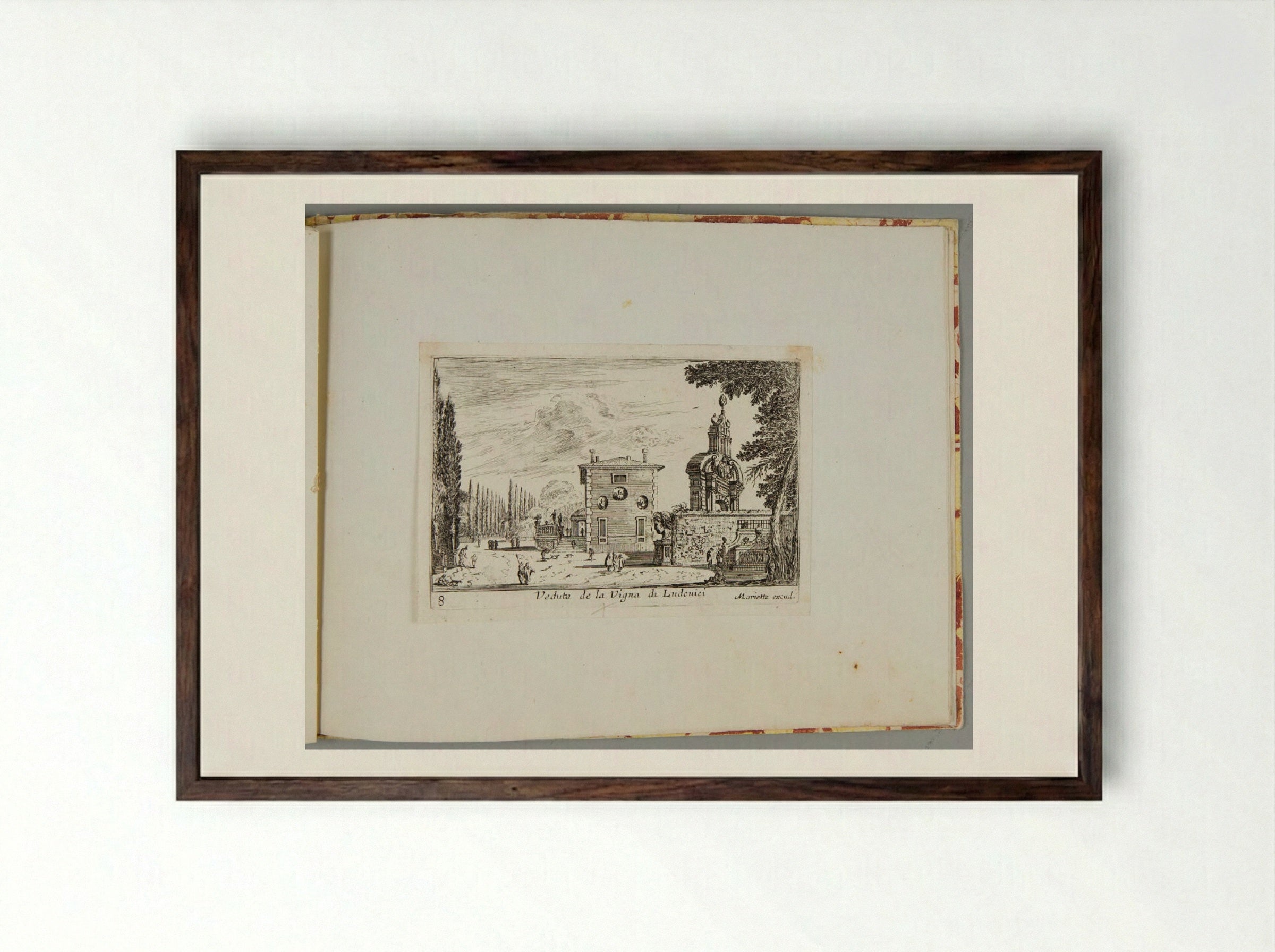 View of the Villa Ludovici - Israël Silvestre - Framed Print Dark Wood