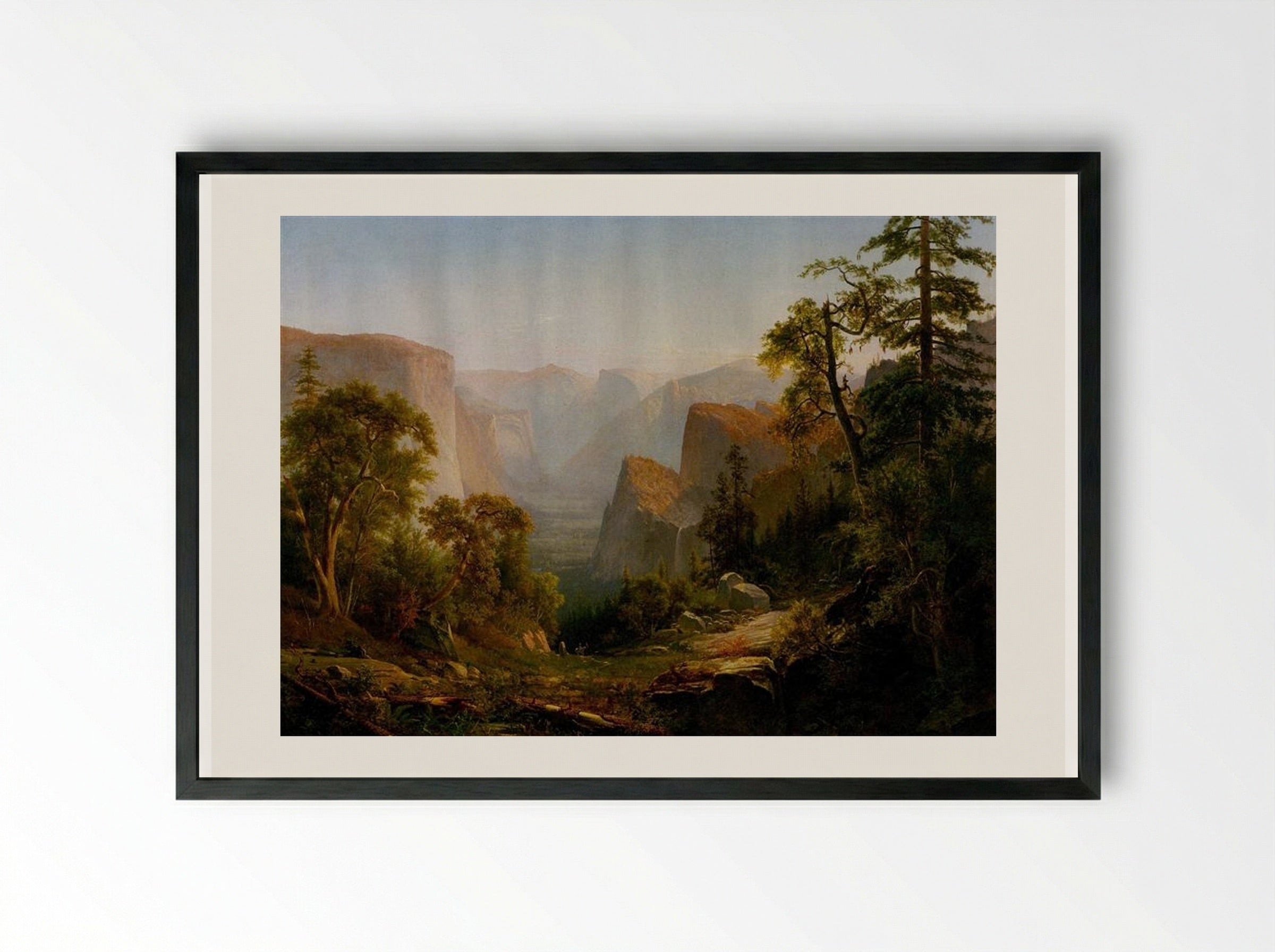 View of the Yosemite Valley, in California - Thomas Hill - Framed Print Black
