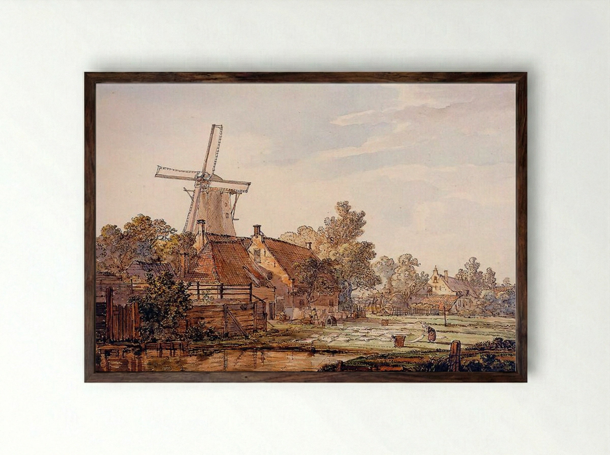 View on Bleechingground in Vriesepoort - Jacob van Strij - Framed Print Dark Wood