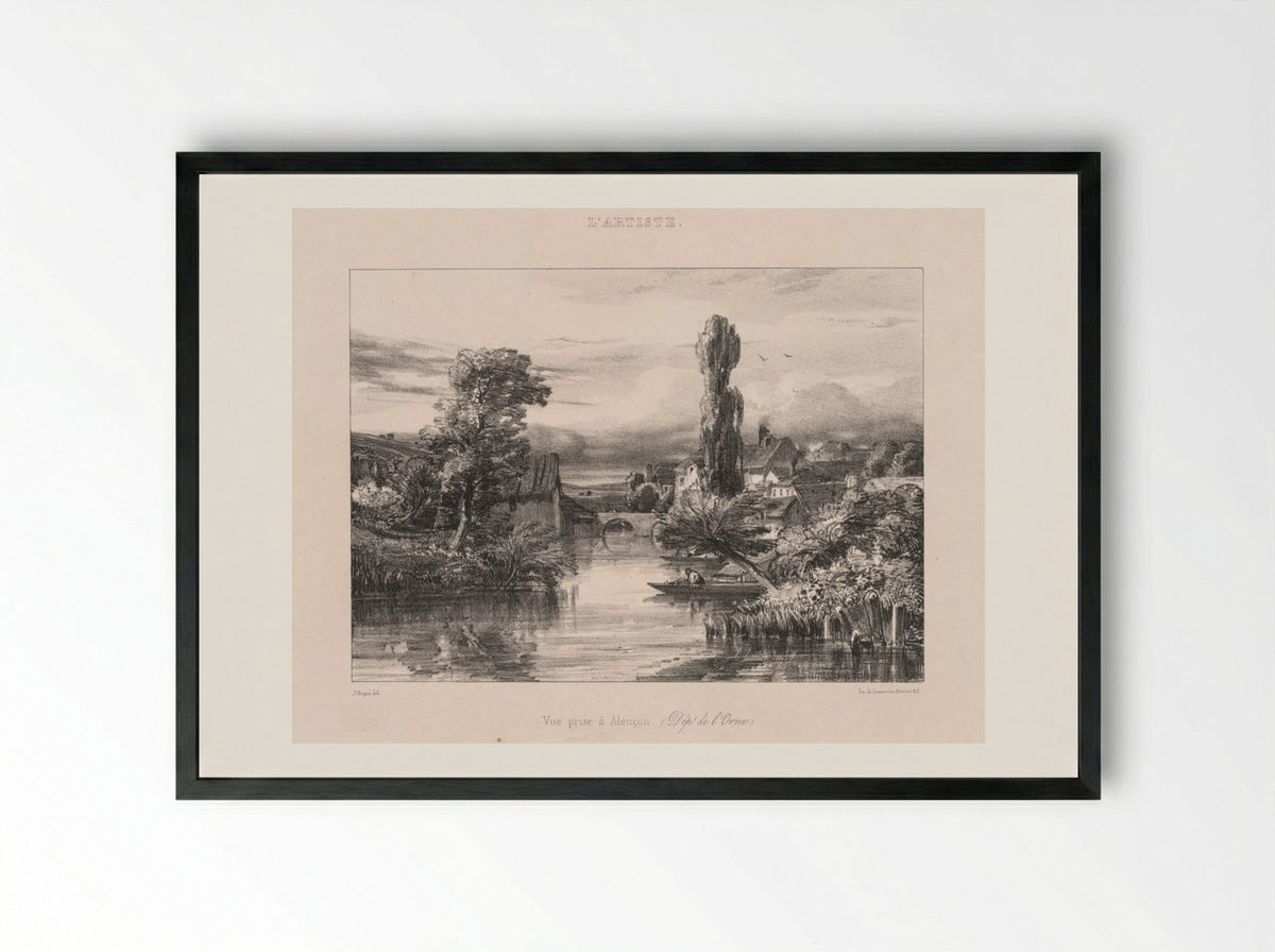 View taken at Alençon (Vue Prise à Alençon) - Jules Dupré - Framed Print Black