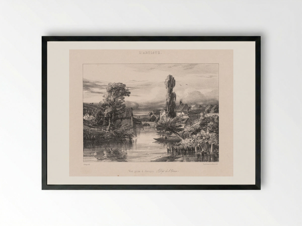 View taken at Alençon (Vue Prise à Alençon) - Jules Dupré - Framed Print Black