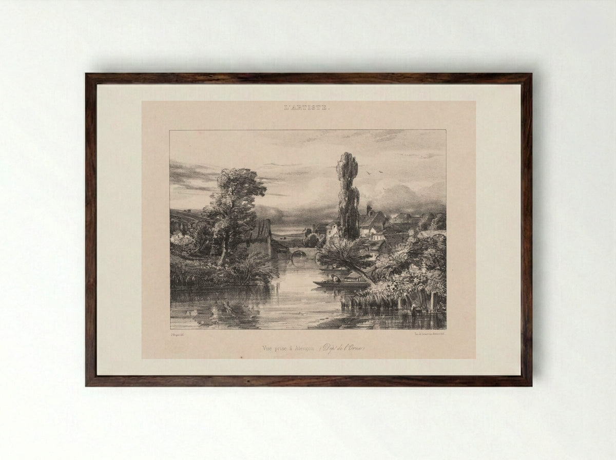 View taken at Alençon (Vue Prise à Alençon) - Jules Dupré - Framed Print Dark Wood