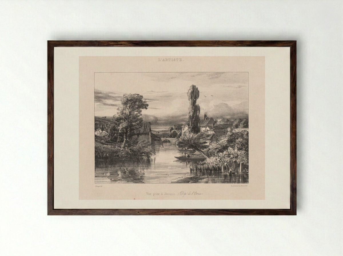 View taken at Alençon (Vue Prise à Alençon) - Jules Dupré - Framed Print Dark Wood