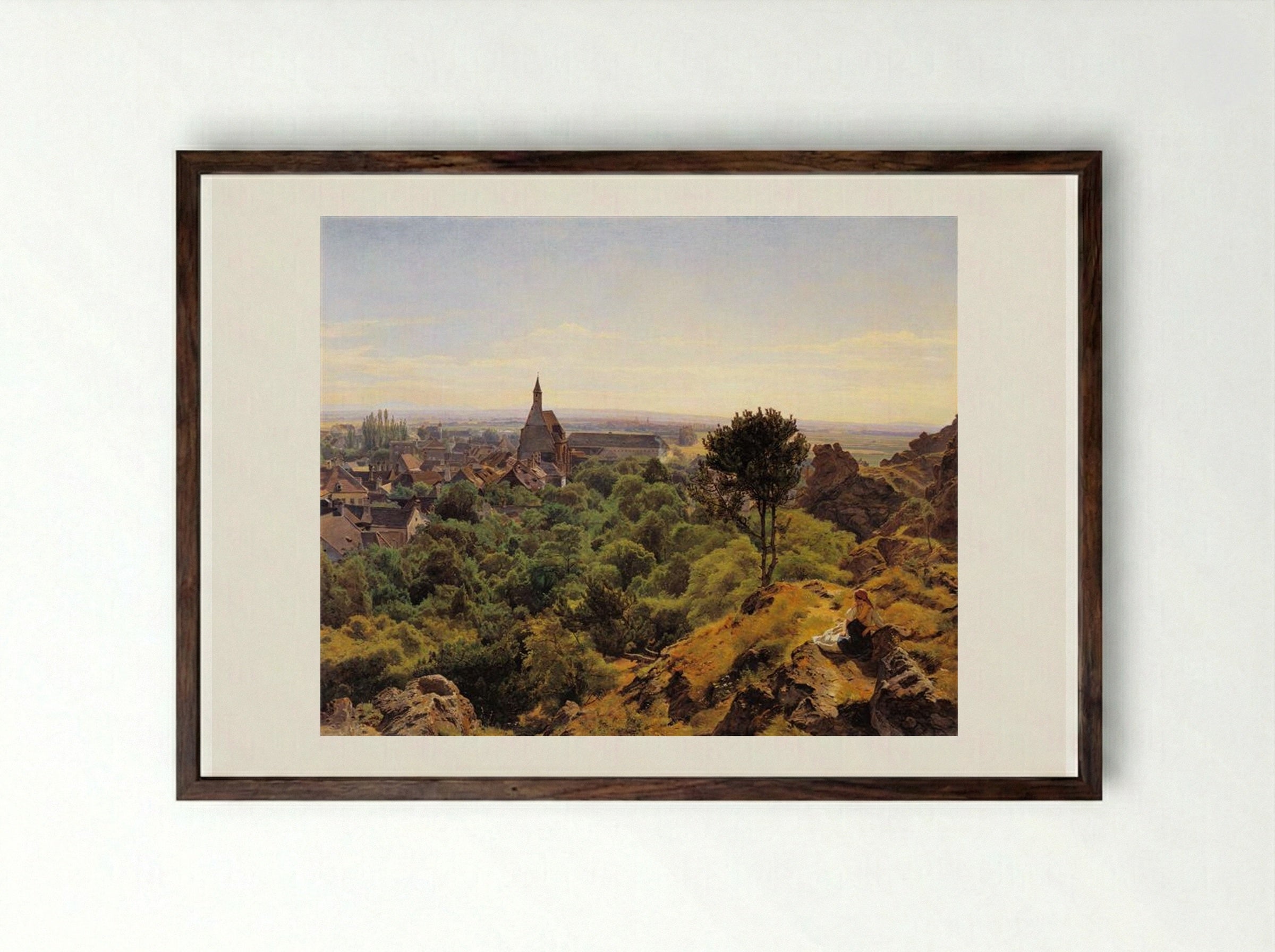 View to Mödling - Ferdinand Georg Waldmüller - Framed Print Dark Wood