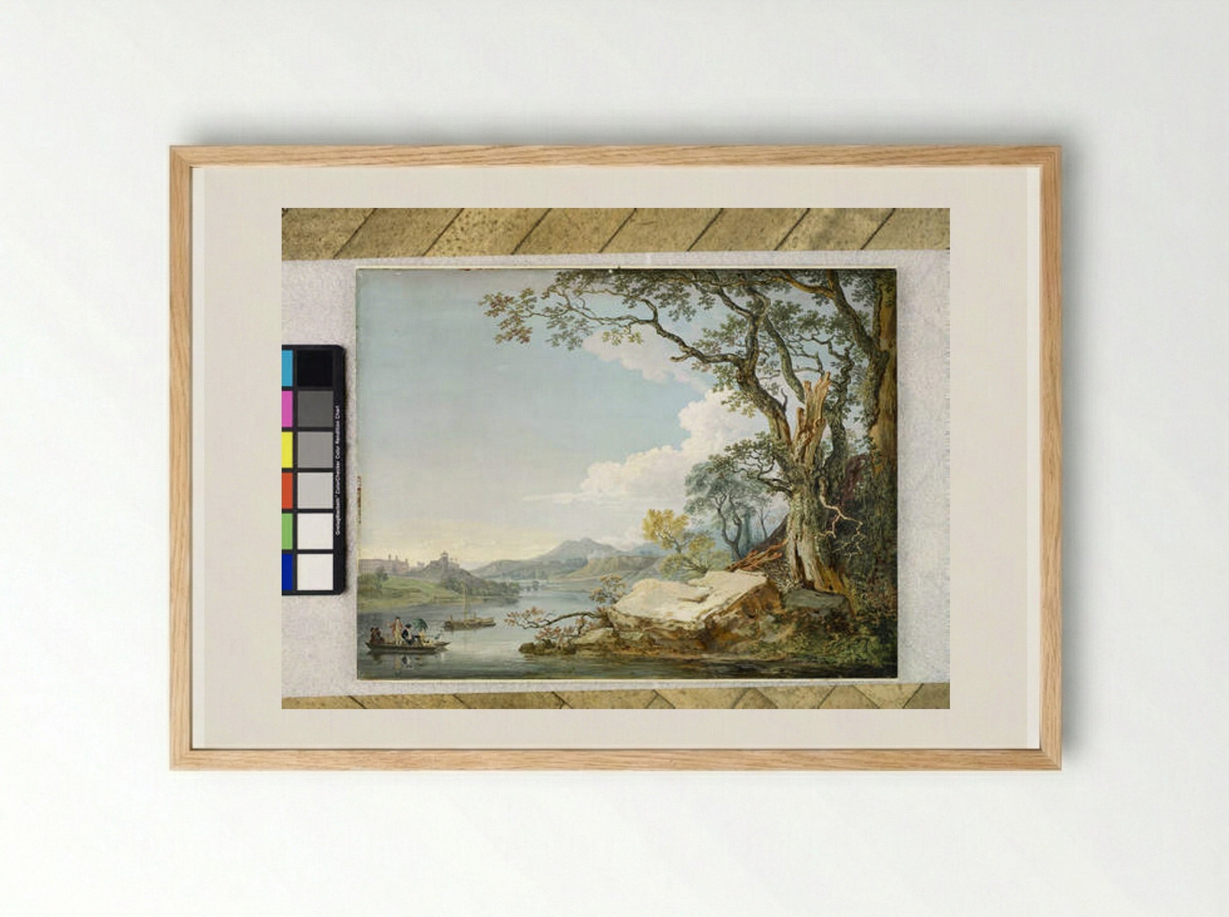 View up Neath River from the House at Briton Ferry in Glamorgan Shire - Paul Sandby - Framed Print Wood
