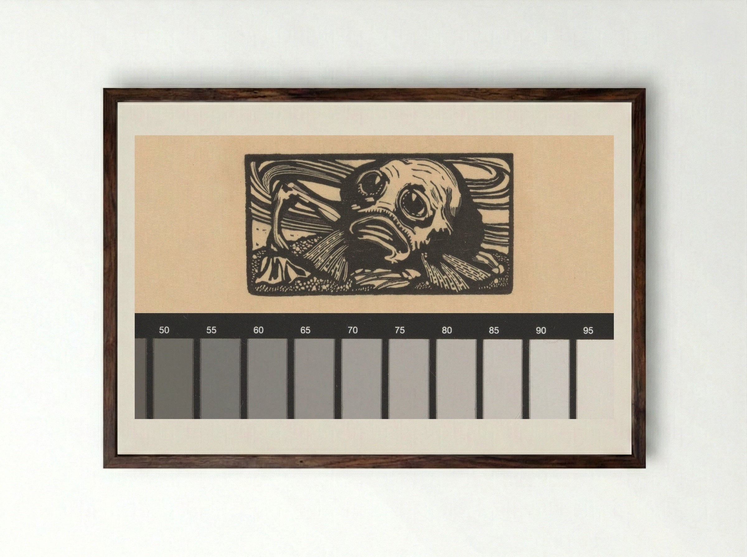 Vignet met bebaard monster voor de Mercure de France - Johannes Josephus Aarts - Framed Print Dark Wood