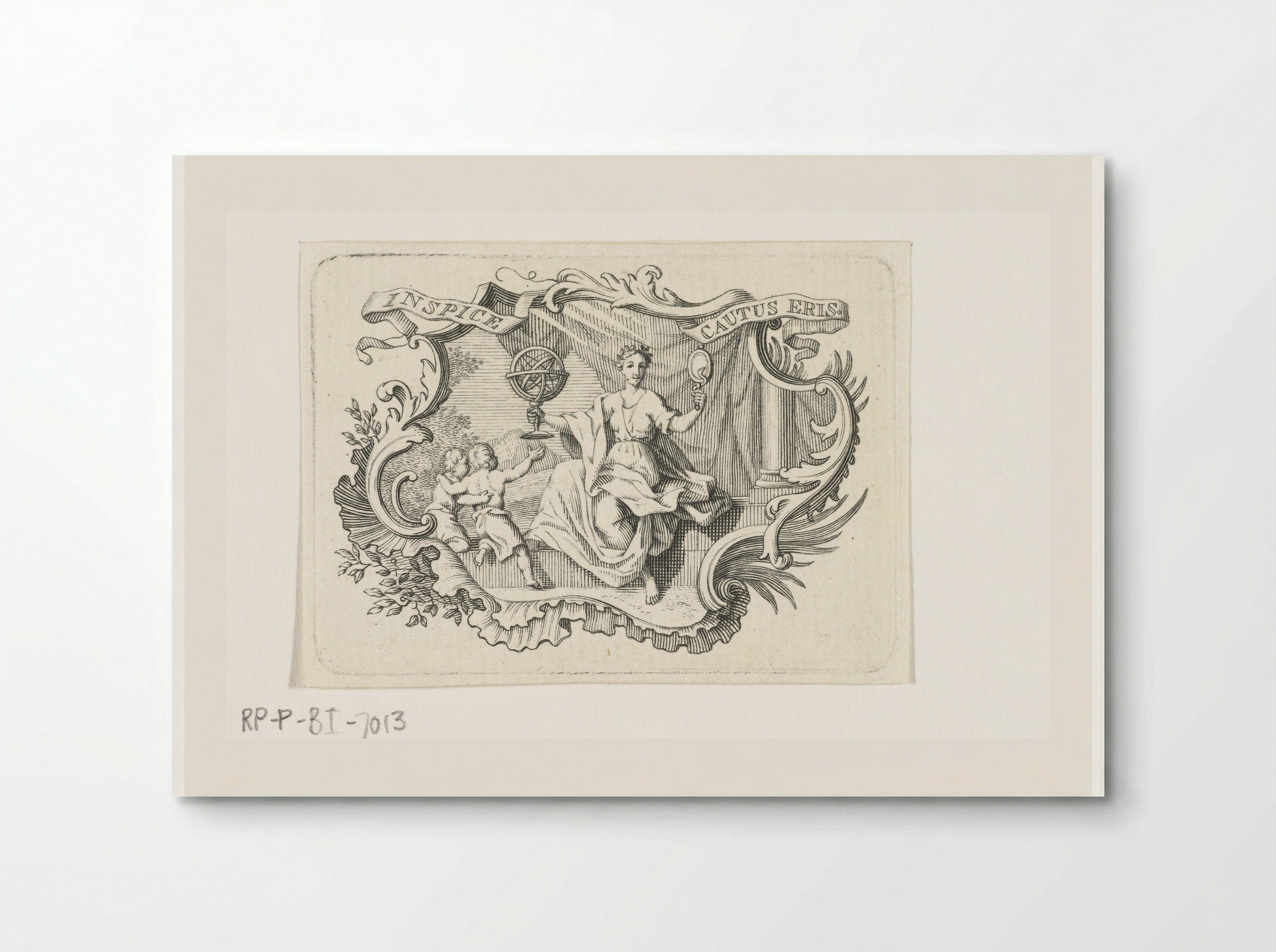 Vignet met personificatie van Voorzichtigheid in cartouche - Abraham Delfos - Poster
