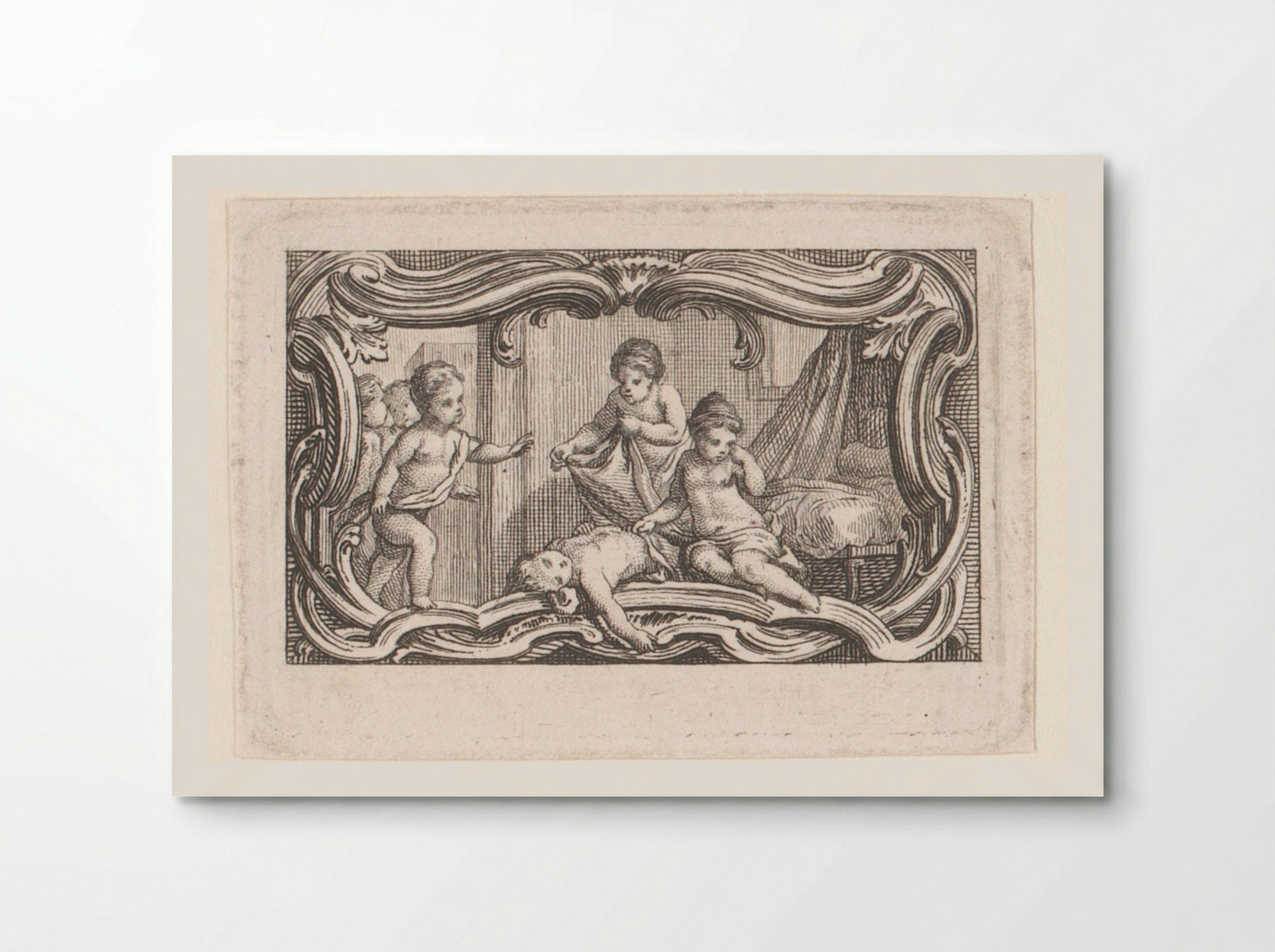 Vignette with Putti Covering a Sleeping Putto - Jacques-Philippe Le Bas - Poster