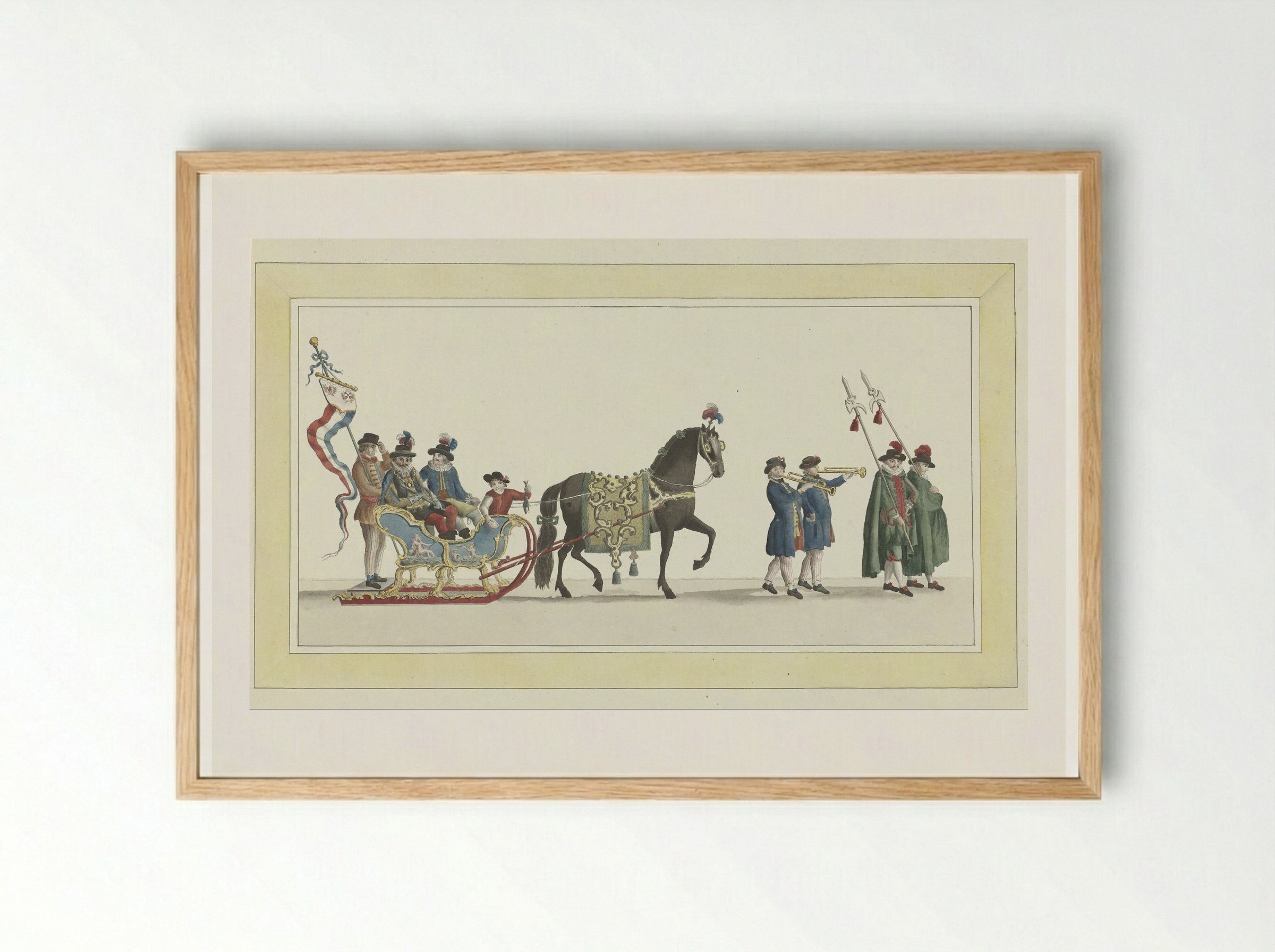 Vijfde slede (The Fifth Sleigh) - Abraham Delfos - Framed Print Wood