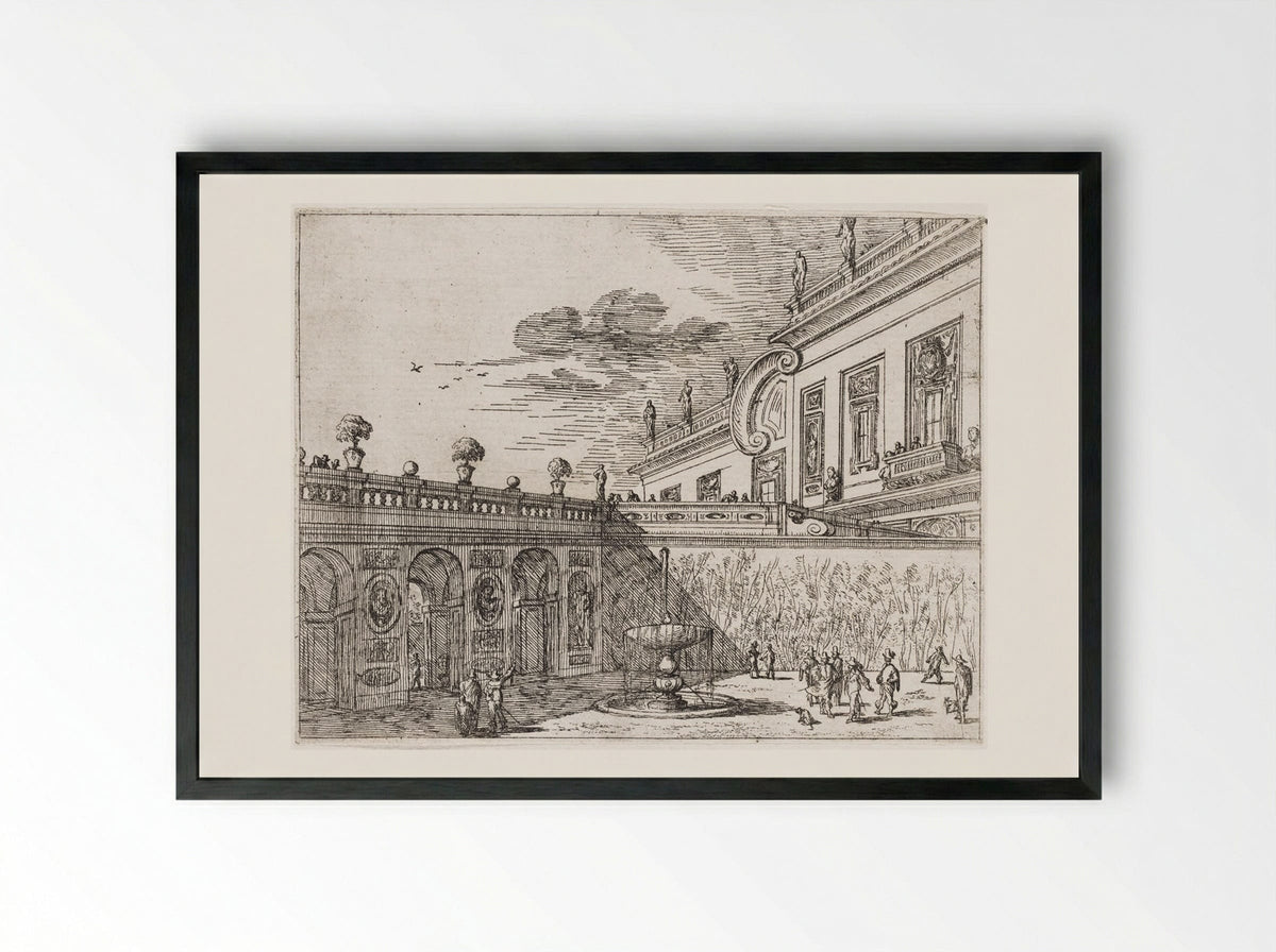 Villa Ludovisi, with the Palazzo - Johann Wilhelm Baur - Framed Print Black