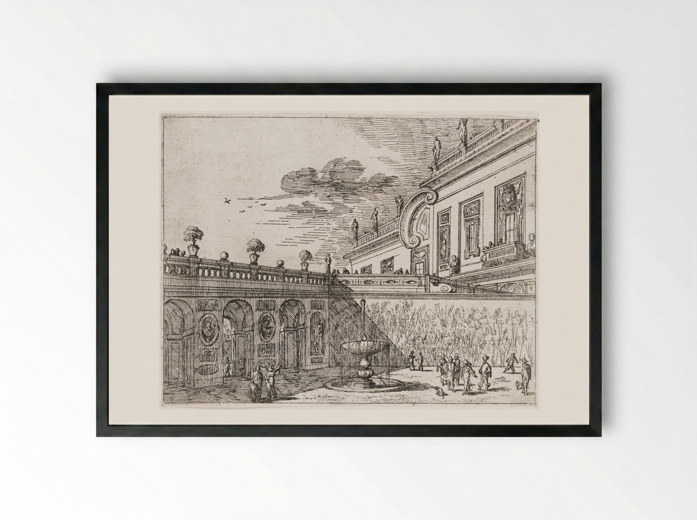Villa Ludovisi, with the Palazzo - Johann Wilhelm Baur - Framed Print Black
