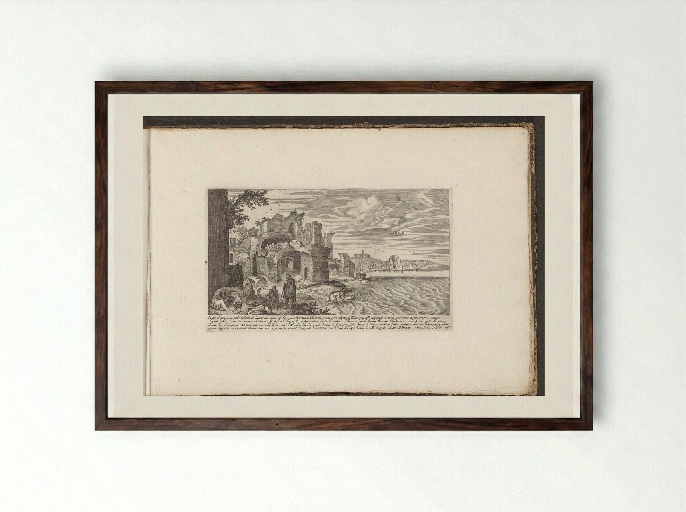 Villa of Agrippina at Lake Lucrinus - Giovanni Giacomo de' Rossi - Framed Print Dark Wood