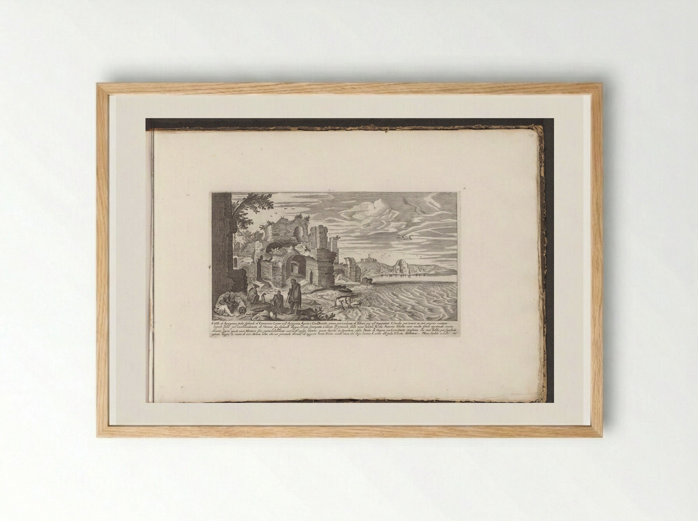 Villa of Agrippina at Lake Lucrinus - Giovanni Giacomo de' Rossi - Framed Print Wood