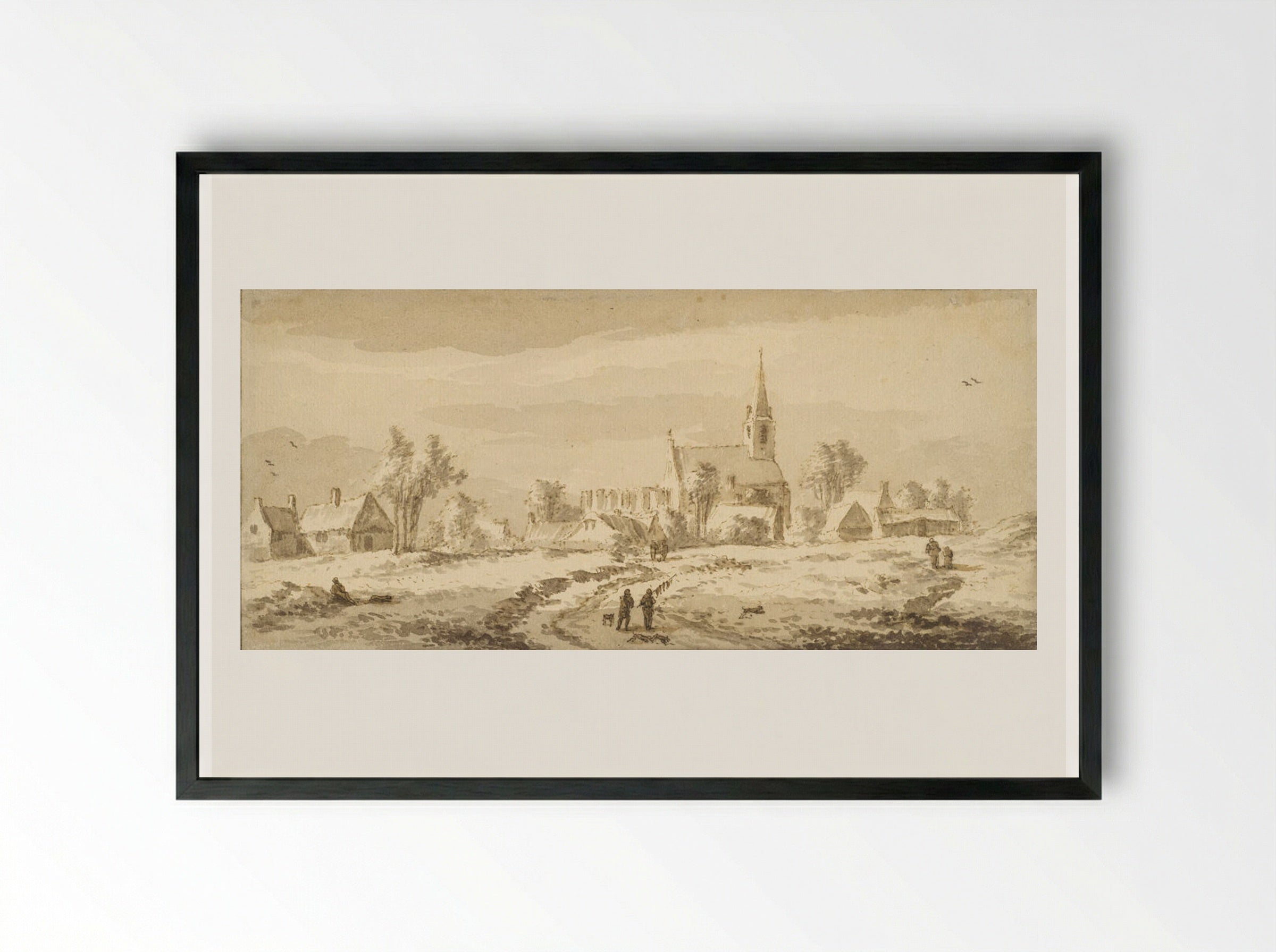 Village Landscape (Noordwijkerhout) - Abraham Rademaker - Framed Print Black