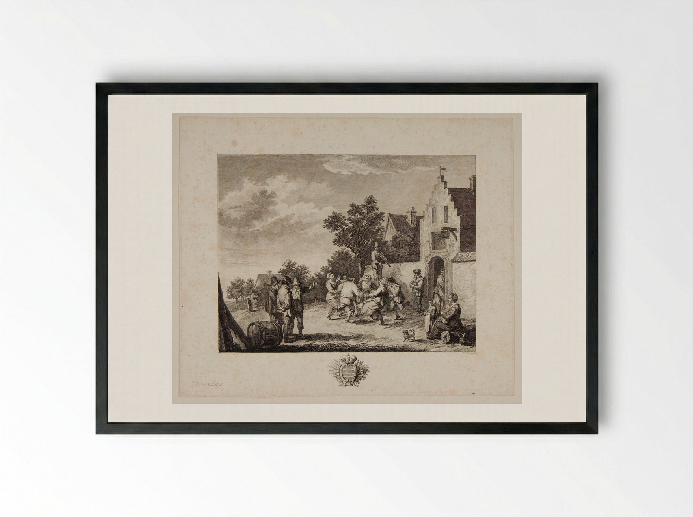 Village Merry-Making - Carl Wilhelm Weisbrod - Framed Print Black