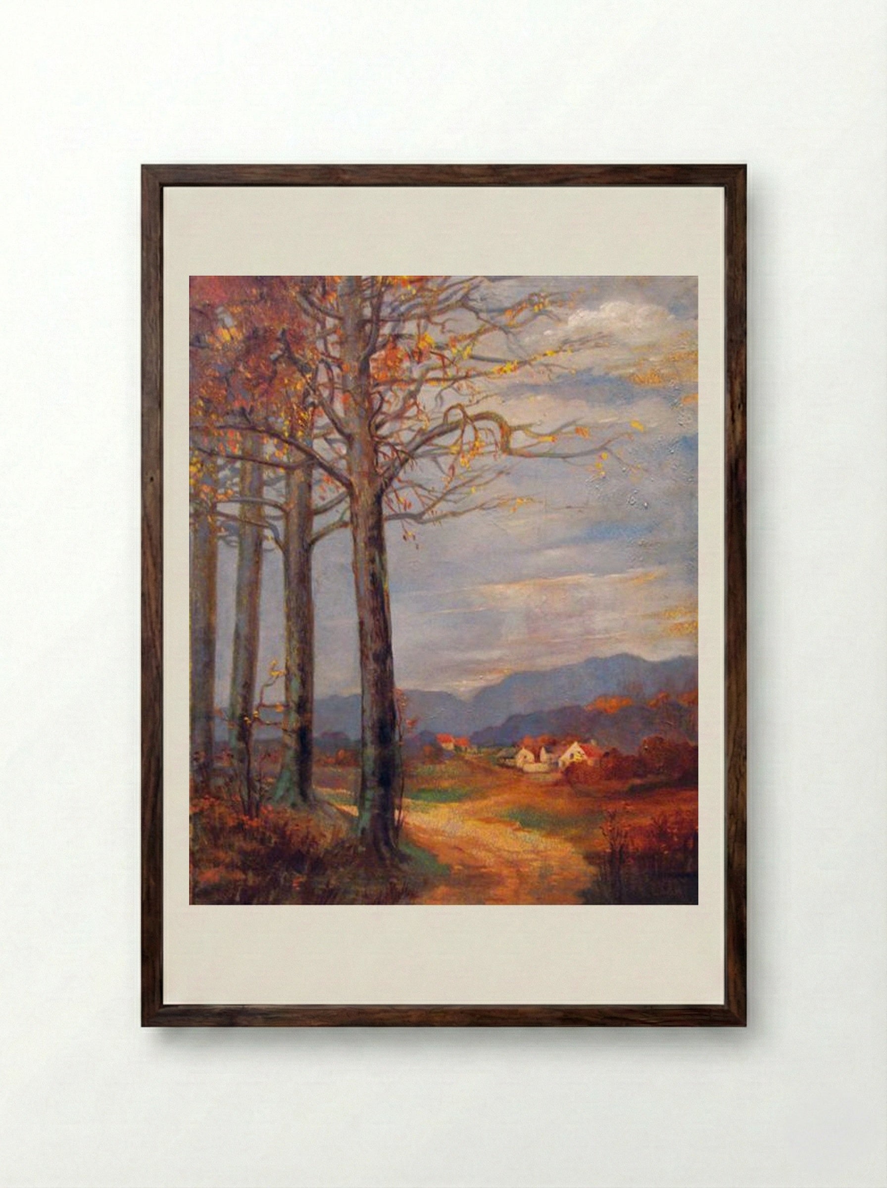Village Outskirts - Kimon Loghi - Framed Print Dark Wood