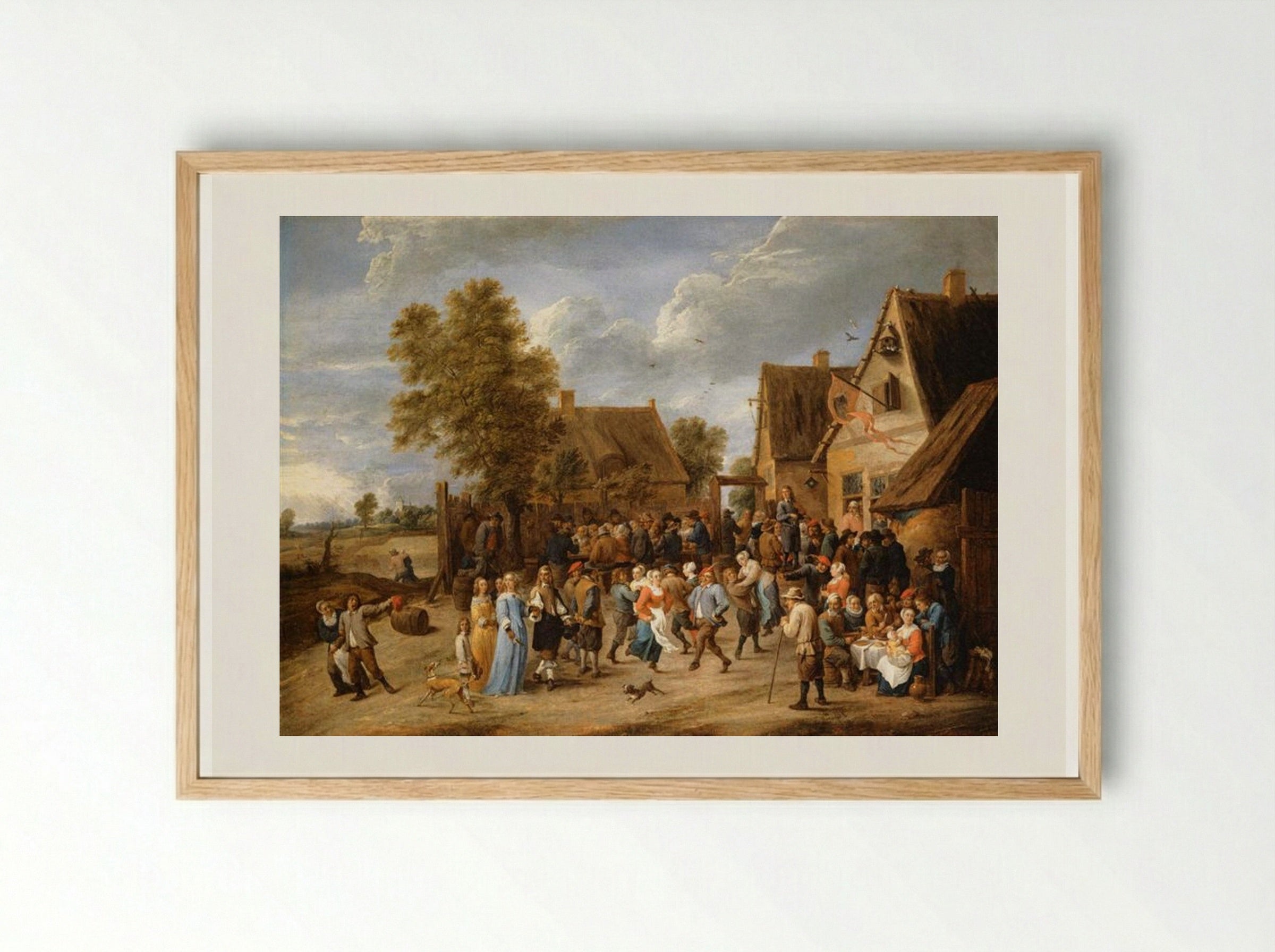 Village Revel with Aristocratic Couple - David Teniers the Younger - Framed Print Wood